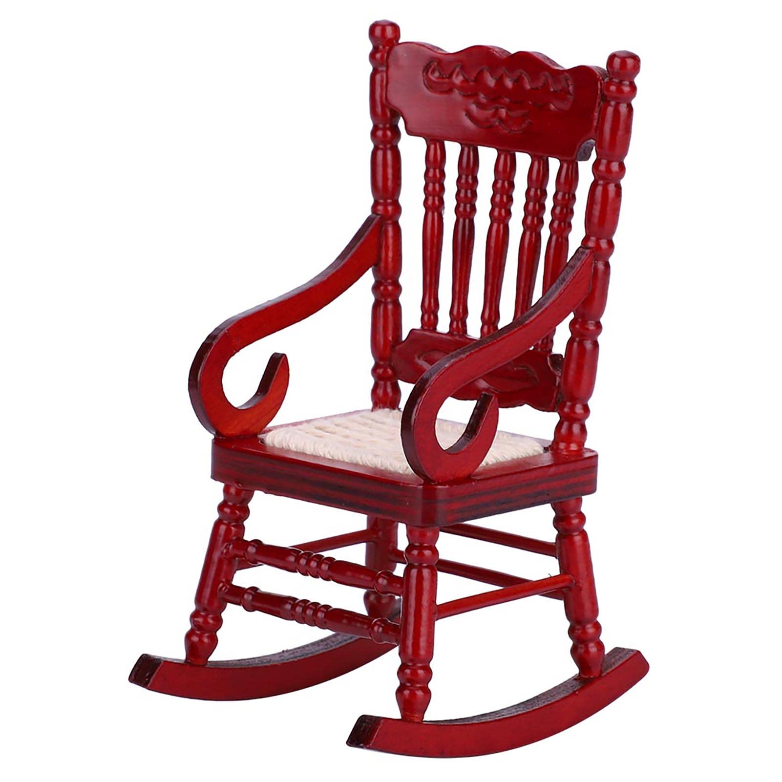 1:12 Scale Miniature Wooden Rocking Chairs - Set of 1 Dollhouse Furniture for Christmas Decor, DIY Doll Accessories & Model House Display | Perfect for Holiday Displays, Collectors & Miniature Enthusiasts