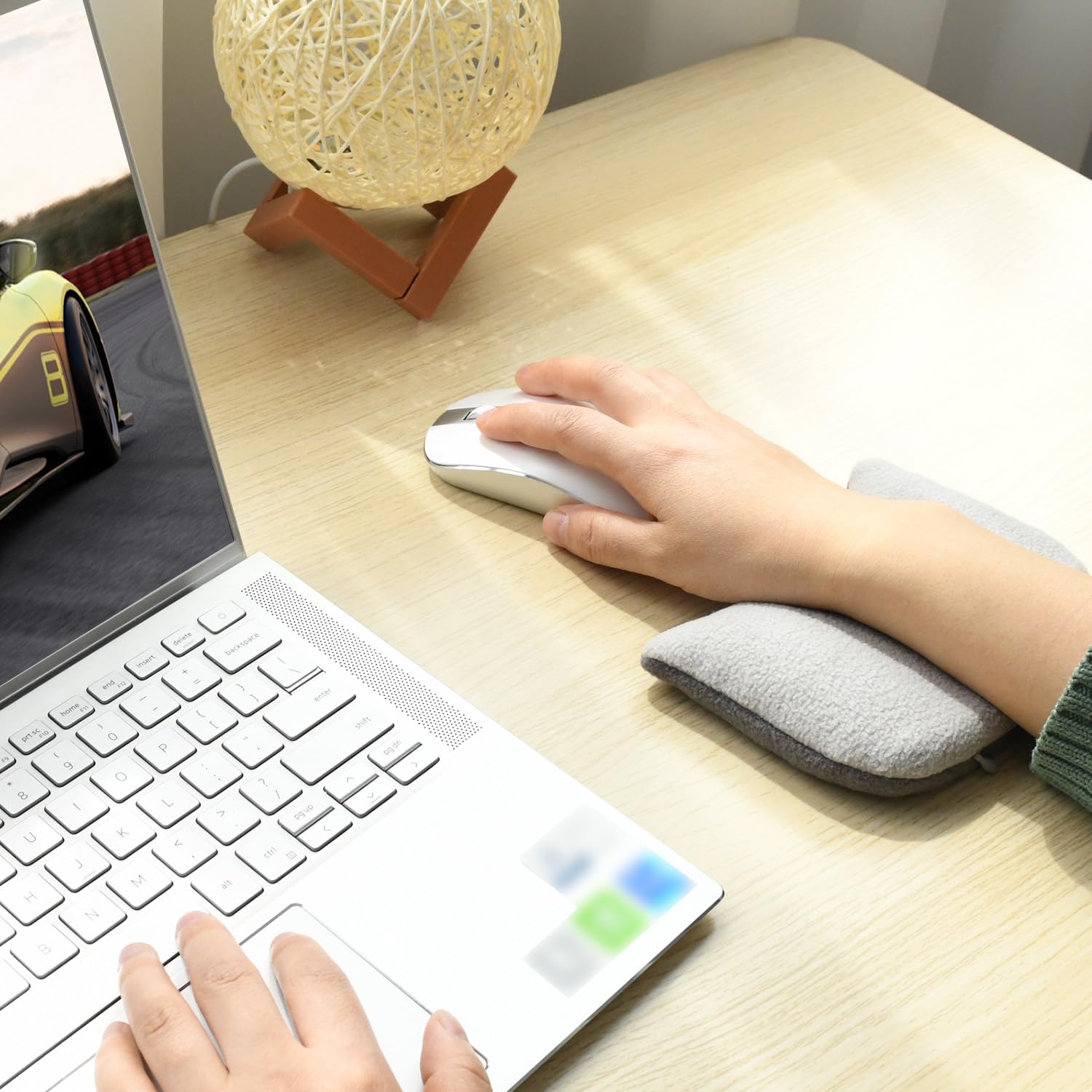Ergonomic Large Mouse Wrist Rest with Comfort Beads - Gray Memory Foam Support Pad for Computer, Laptop & PC Gaming - Perfect for Office Work, Long Gaming Sessions & Wrist Pain Relief