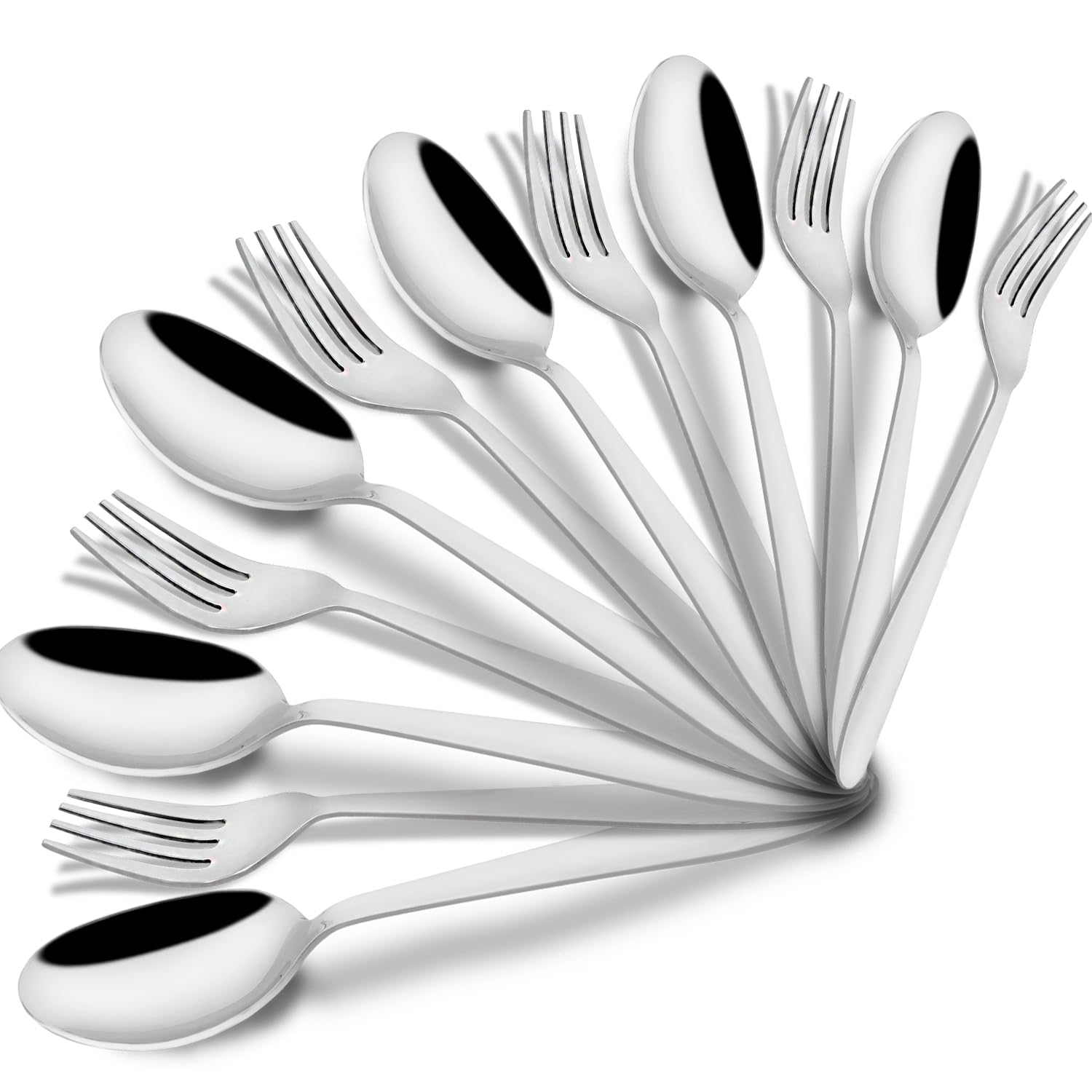 12-Piece Stainless Steel Tea Spoon & Fork Set - 6 Spoons & 6 Forks for Coffee, Sugar, Condiments & Spices - Elegant Silver Dining Cutlery (Sigma Design) - Perfect for Tea Parties, Coffee Breaks & Table Setting