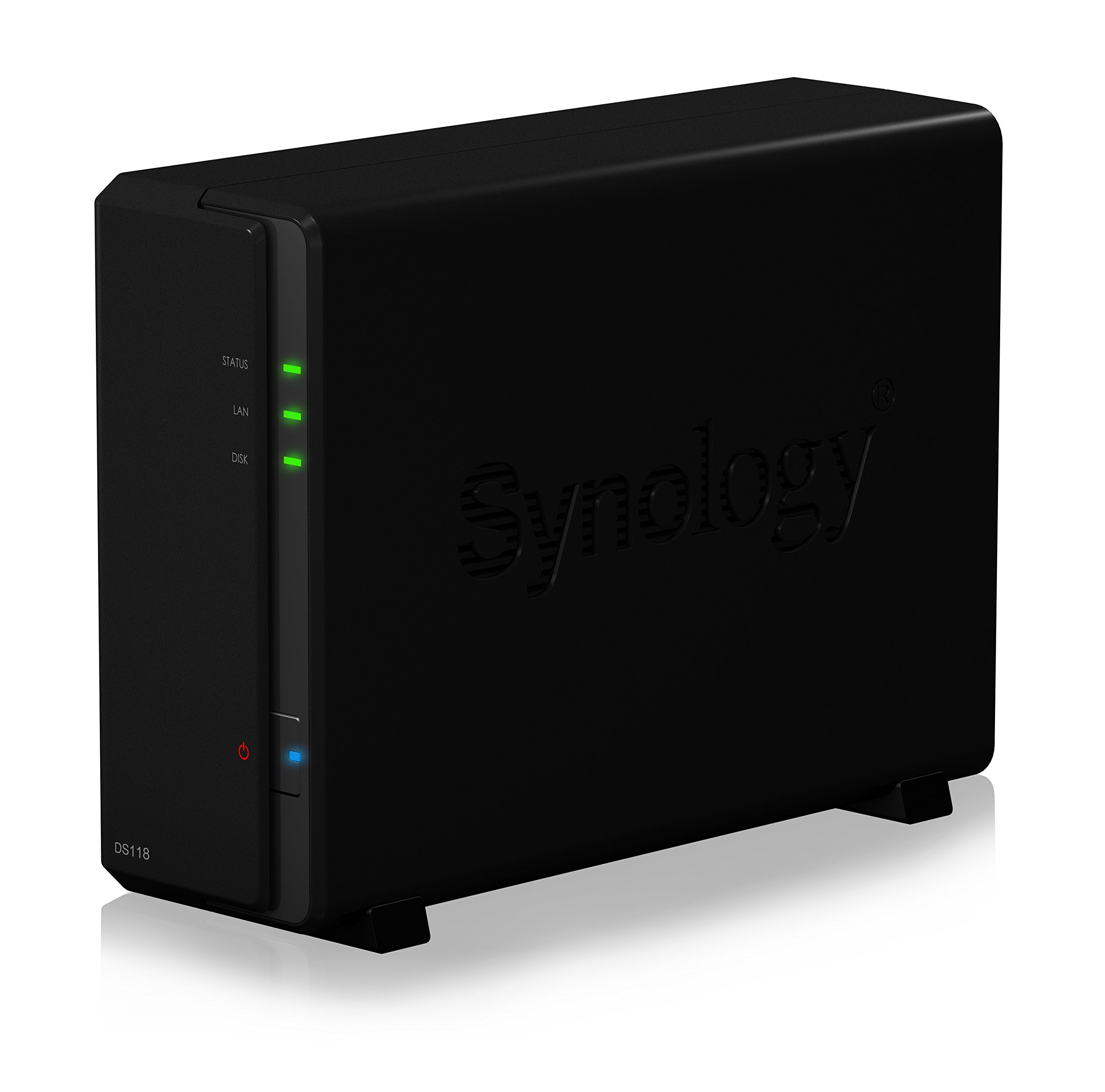 Synology DS118 1-Bay Desktop NAS Storage Enclosure - High-Performance Network Attached Storage for Home & Small Office Data Backup, Media Streaming & File Sharing