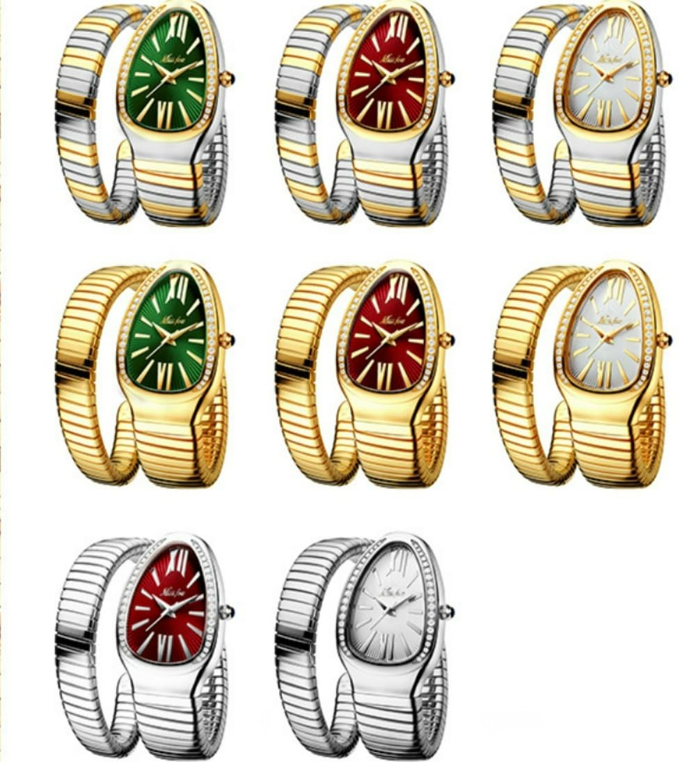 Elegant Snake Shape Bracelet Watch for Women - Waterproof Quartz Jewelry Watch - Perfect for Parties, Weddings & Formal Events