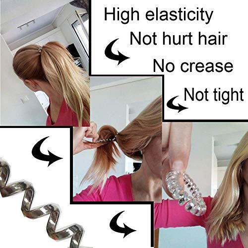 FAMEZA No Crease Hair Ties - 5 Pack Invisible Coil Hair Bands, Phone Cord Ponytail Holders for Women & Girls | Soft Traceless Hair Accessories for Workout, Yoga, Office & Daily Use