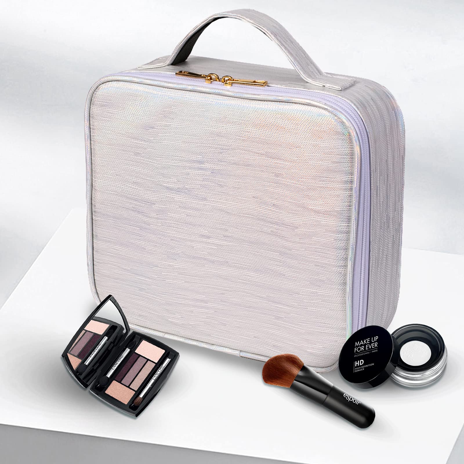 Professional Travel Makeup Train Case - Adjustable Cosmetic Organizer Bag for Women | Makeup Brush, Toiletry & Jewelry Storage | Perfect for Travel, Salon & Home Use