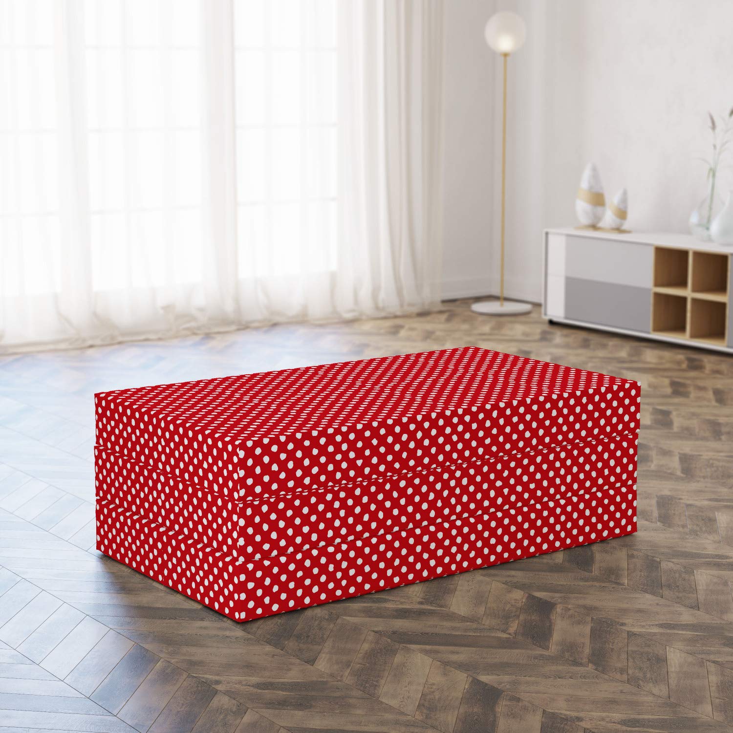 Ambesonne Retro Foldable Mattress - Polka Dot Design, 78.7