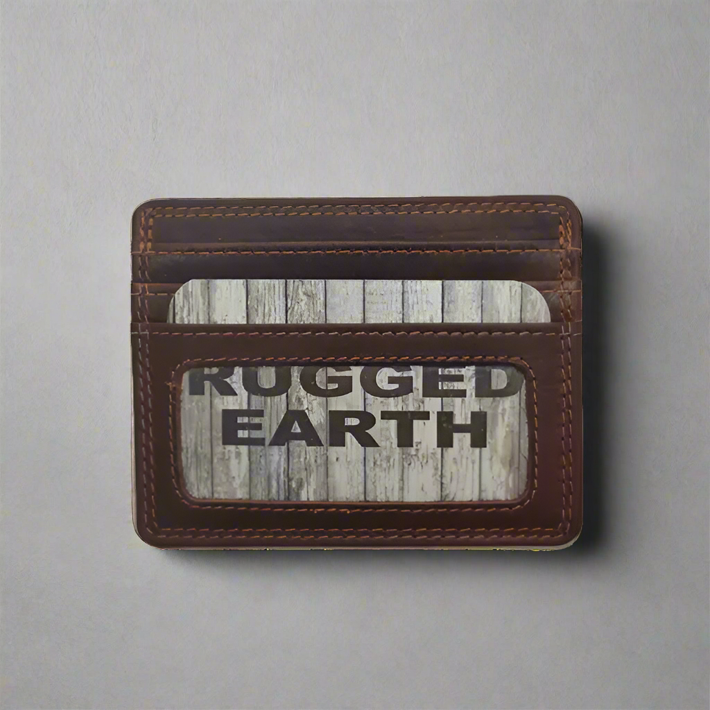 Rugged Earth Men's RFID Blocking Leather Credit Card Wallet - Slim Minimalist Bifold for Everyday Carry & Travel