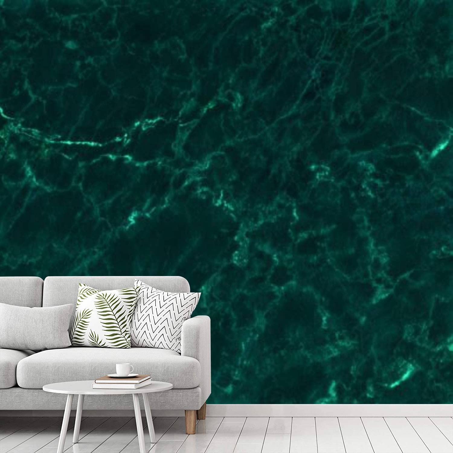 Dark Green Marble Peel and Stick Wallpaper - High Resolution Self-Adhesive Removable Contact Paper for Walls - Natural Stone Tile Texture for Bedroom, Living Room & Home Decor - Perfect for Accent Walls, Rentals, DIY Projects and Room Makeovers