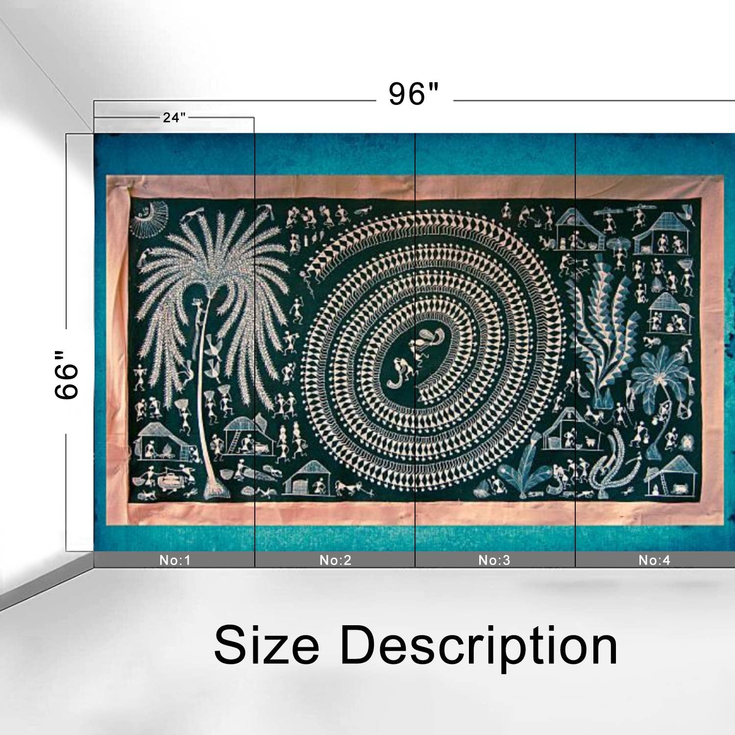Warli Tribal Art PVC Peel and Stick Wallpaper - Removable Self-Adhesive Wall Mural for Living Room & Bedroom Decor | Primitive Painting Design | Easy DIY Home Wall Sticker for Renters & Homeowners