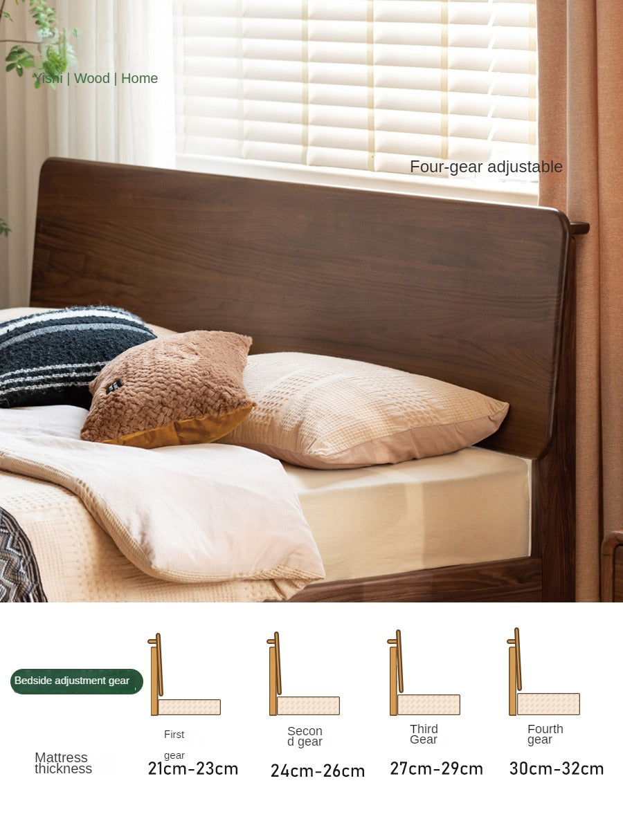 Premium Black Walnut Solid Wood Bed Frame - Queen Size, Handcrafted Hardwood Bed with Sturdy Support - Perfect for Master Bedroom, Guest Room & Farmhouse Decor