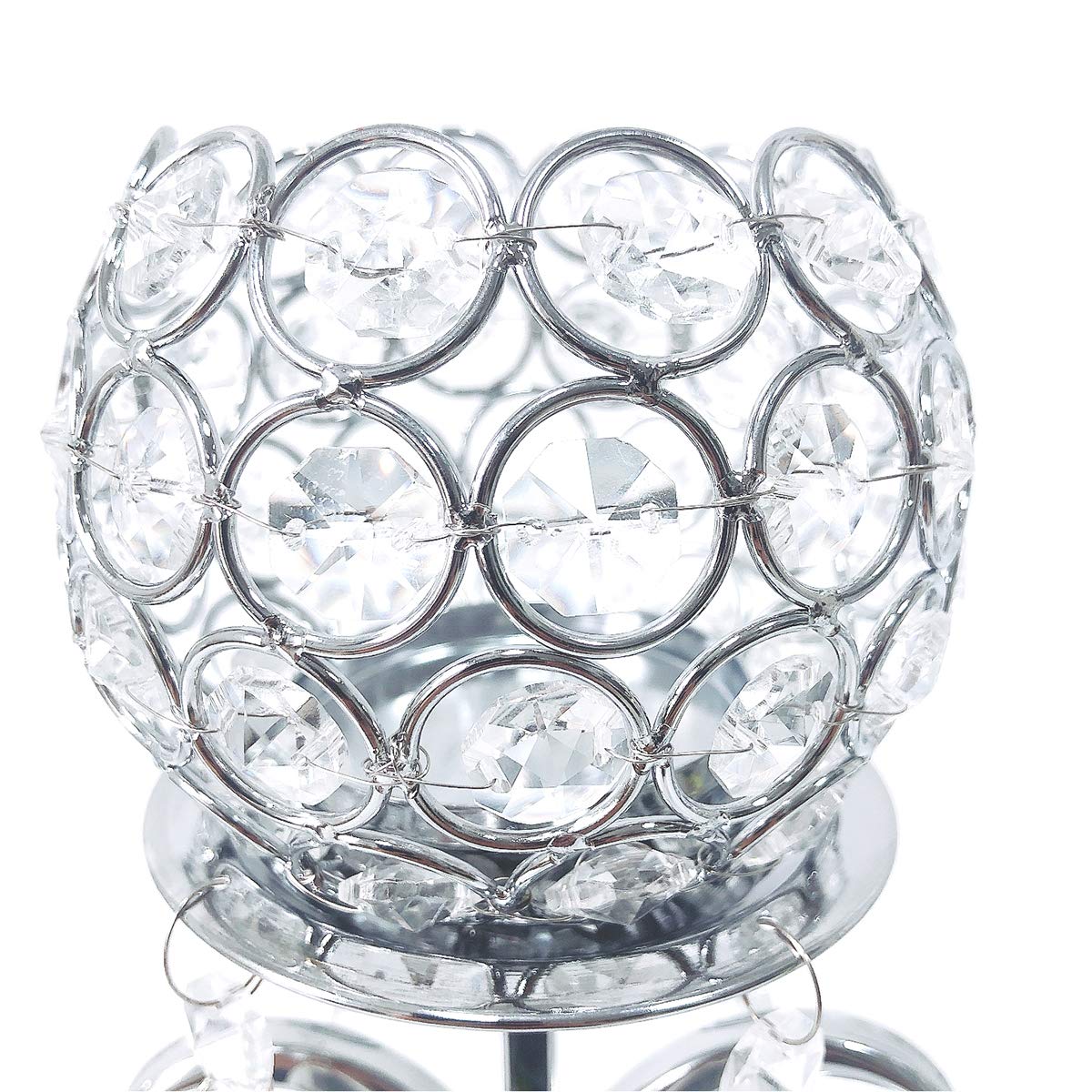 Gold Fortune Crystal Candle Holders Set of 3 - Elegant Silver 5-Arm Candelabra Centerpiece for Coffee Table, Living Room & Dining Room Decor | Perfect for Wedding, Anniversary, Holiday & Romantic Dinner Decorations