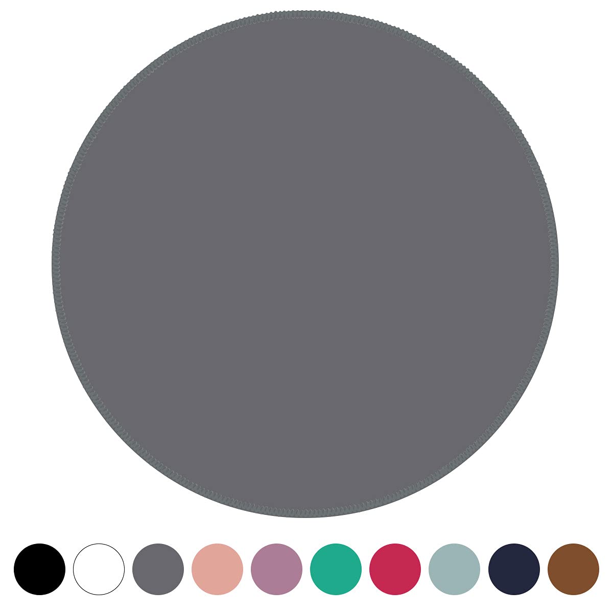 Premium Round Gaming Mouse Pad - Non-Slip Rubber Base, Stitched Edge, 8.66x8.66x0.07 Inch Foldable Desk Mat for PC, Laptop & Office Use | Perfect for Gaming, Work & Home Office Setup (Dark Gray)