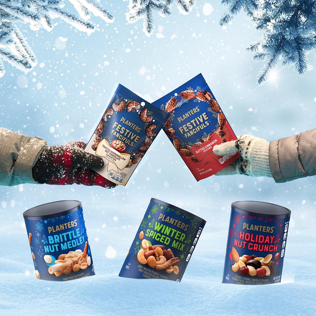 Planters Winter Spiced Mix Nuts & Snacks Canister, 18.75 oz (531g) - Holiday Gift, Party Snacks & Office Treats