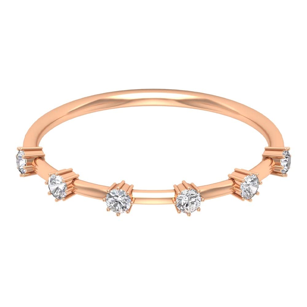 0.25 CT Diamond Stackable Ring for Women - 14K Solid Gold Seven Stone Spaced Diamond Ring | Wedding, Anniversary, Birthday Gift for Her