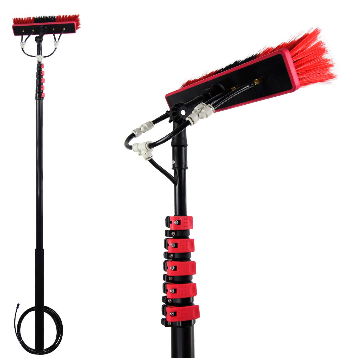 Professional 36FT Telescoping Water Fed Pole Window Cleaning Kit with Extended Handle & Hose - High Reach Window Washer Brush for Home, Office & Commercial Use - Perfect for Hard-to-Reach Windows & Glass Surfaces