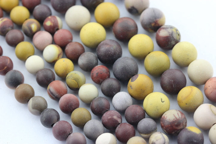 2.0mm Large Hole Mookaite Jasper Matte Round Beads - 6mm, 8mm, 10mm, 15.5 Inch Strand - DIY Jewelry Making, Bracelets, Necklaces & Healing Crystal Crafts