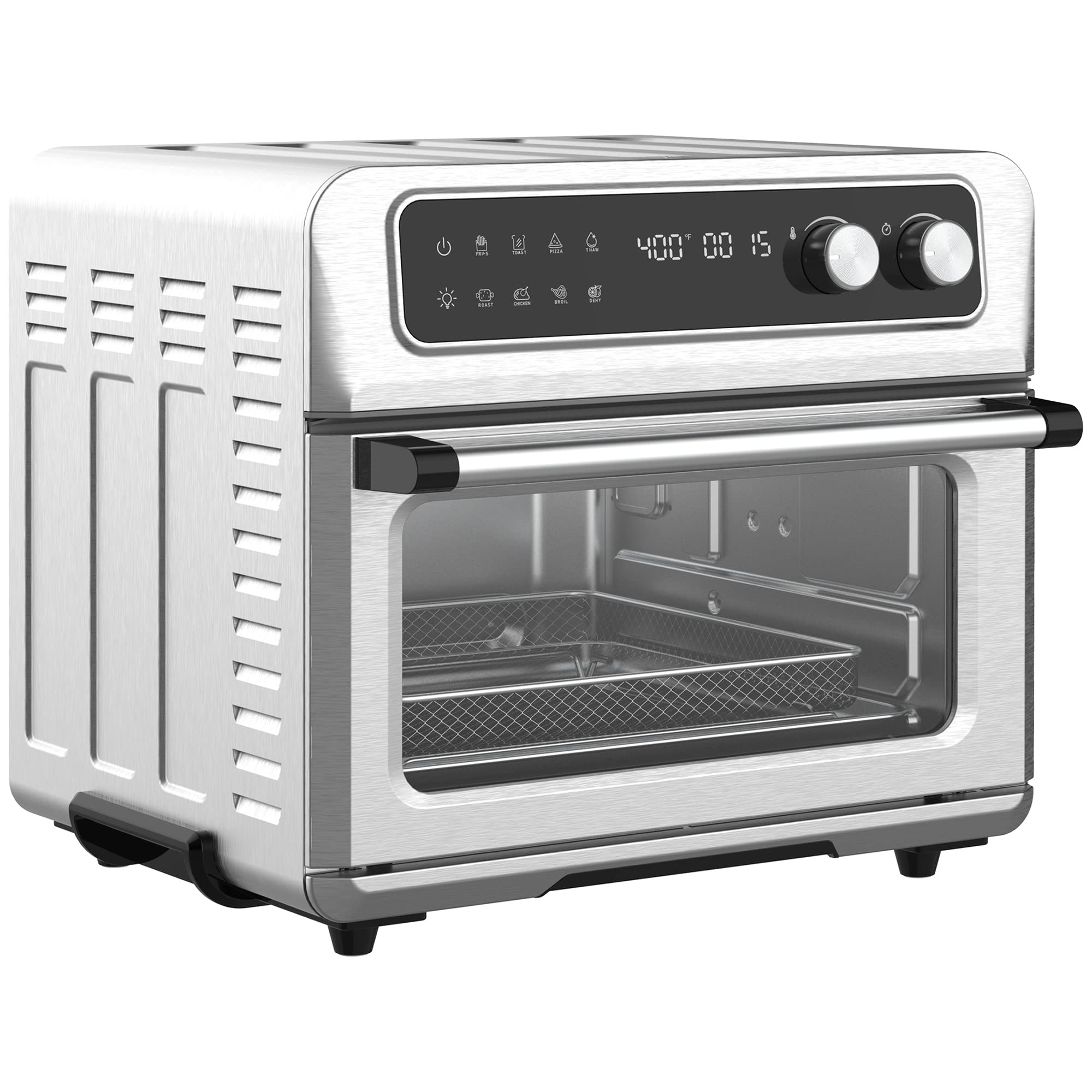 HOMCOM 21QT 8-in-1 Air Fryer Toaster Oven with Convection, Broil, Toast, Dehydrate & Thaw Functions - 1800W Stainless Steel Countertop Oven with Accessories - Perfect for Baking, Roasting & Healthy Air Frying at Home