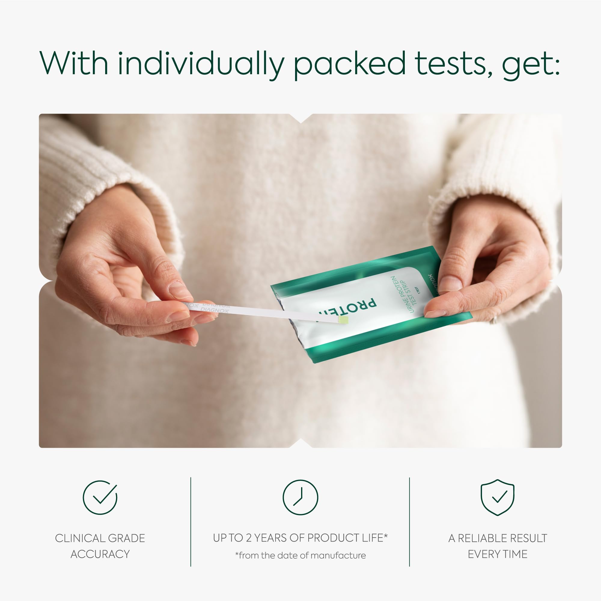 Protein Urine Test Strips Kit - 30 Individually Wrapped Home Urinalysis Test Strips for Protein Detection | Early Kidney Health Monitoring & Doctor Visit Preparation