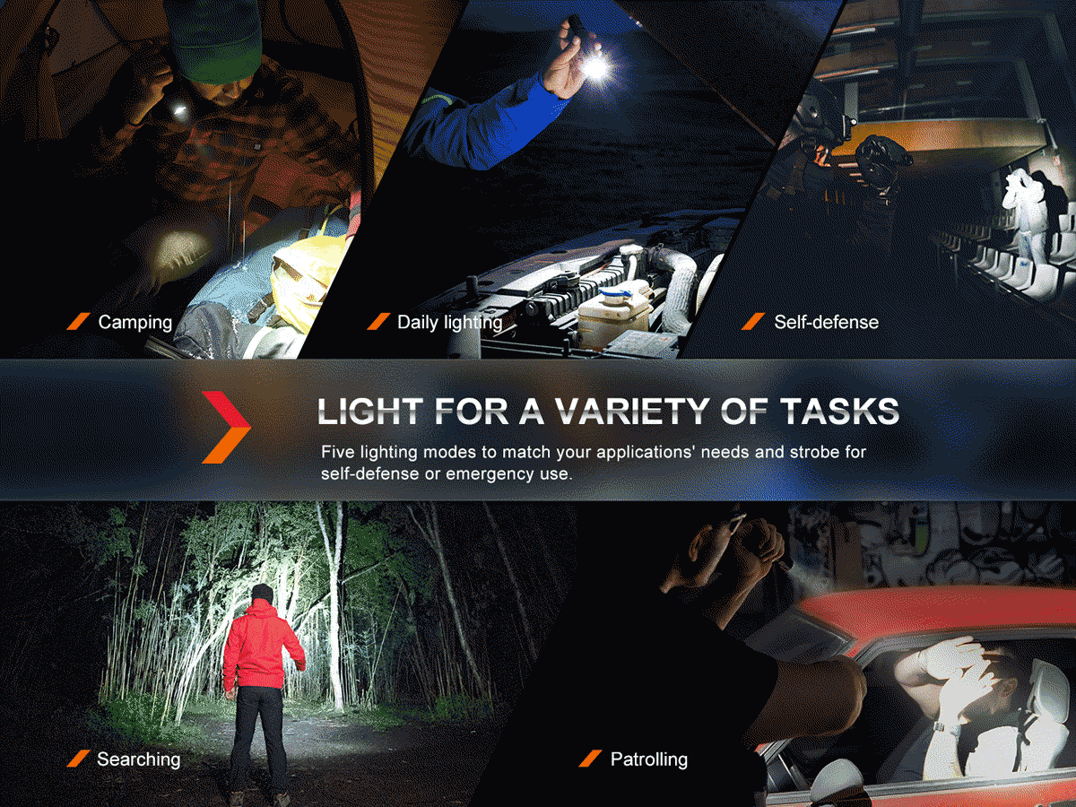 Fenix PD35R Rechargeable Flashlight - 1600 Lumens, USB-C Charging, Tactical LED Torch for Camping, Hiking, Emergency & Outdoor Adventures