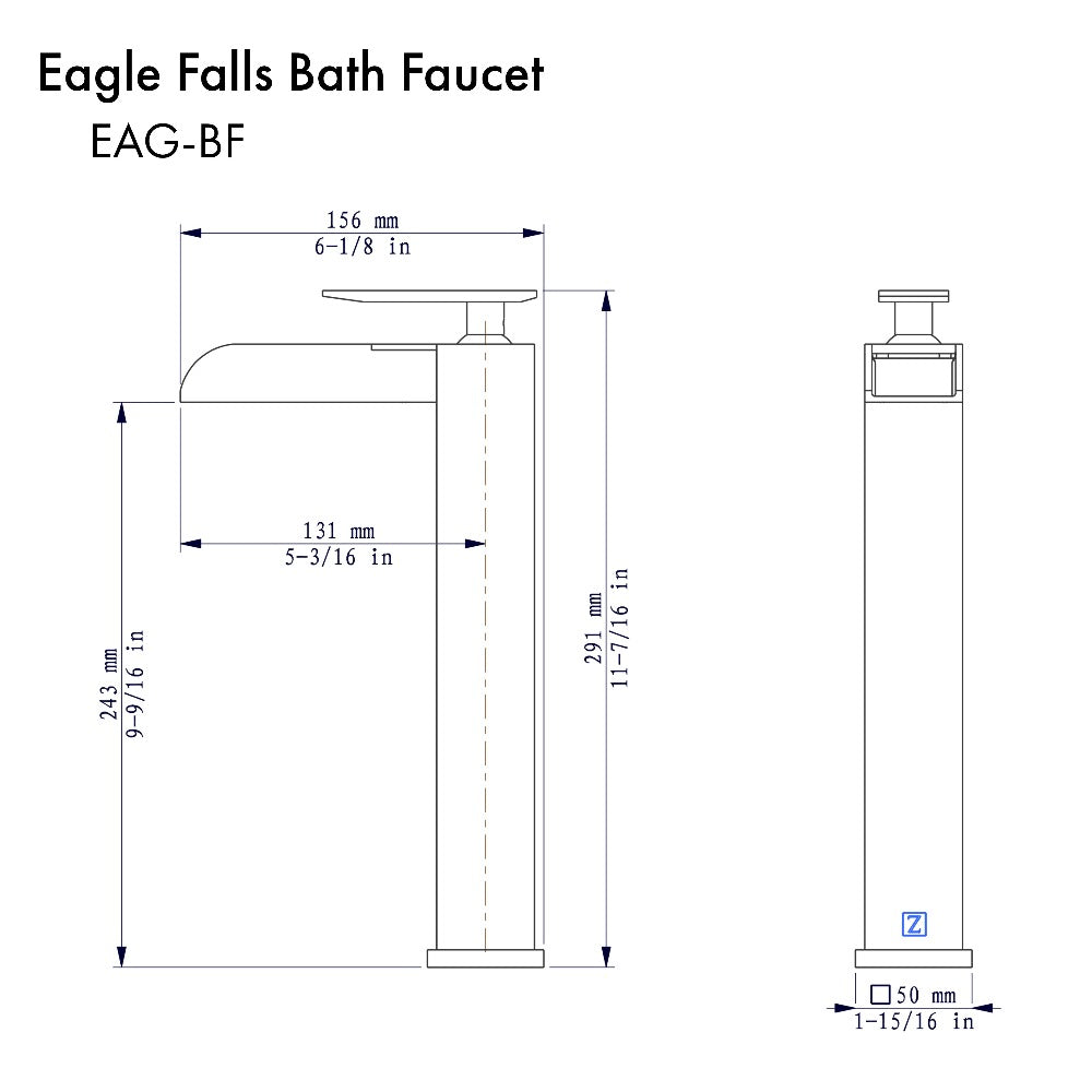 ZLINE Eagle Falls Waterfall Vessel Sink Single Handle Bathroom Faucet in Chrome - Modern Bathroom Vanity Sink Faucet for Contemporary Home Decor (EAG BF CH)