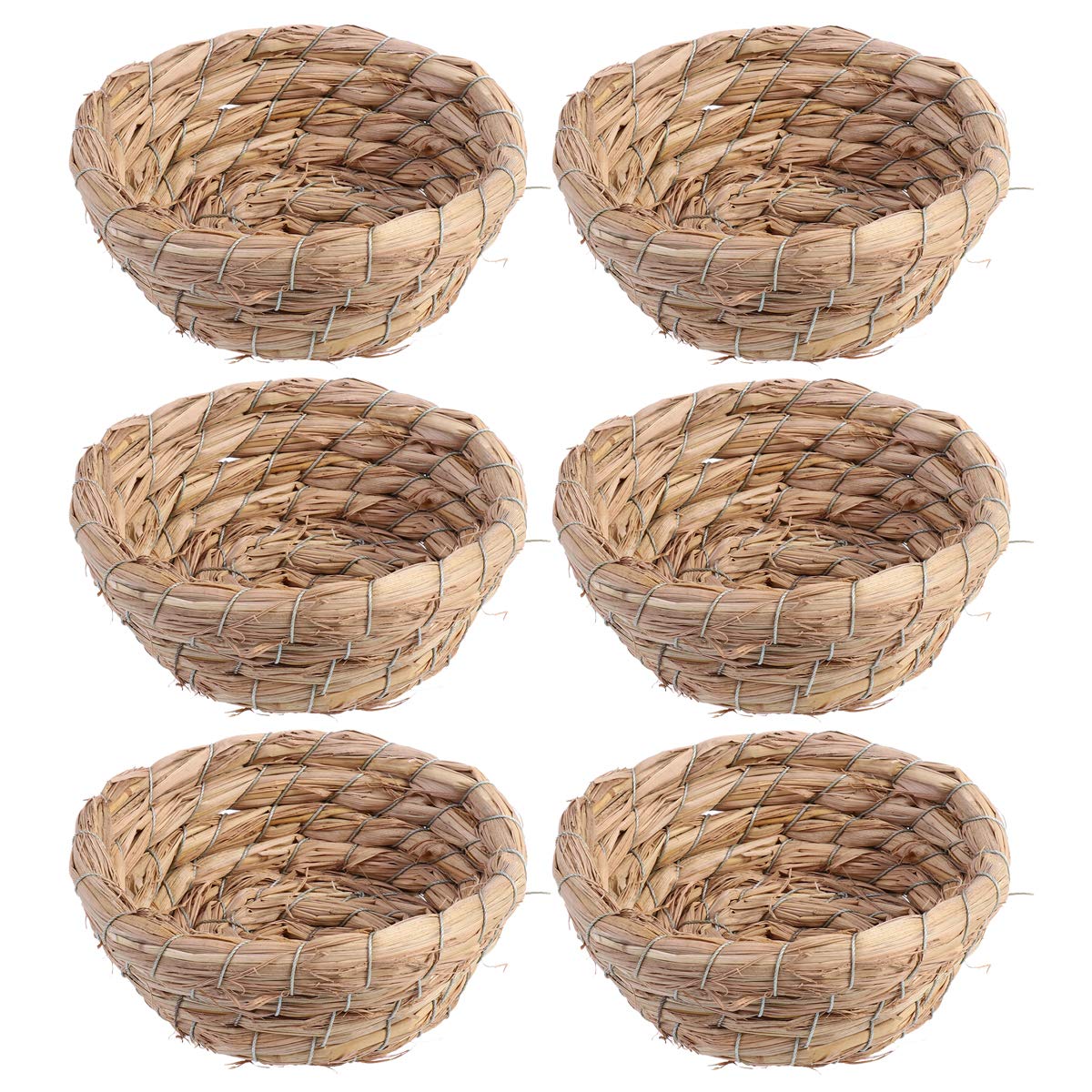 Baluue 6pcs Straw Bird Nest - Natural Handmade Woven Nesting Basket for Small Birds - Perfect for Pet Birds, Garden Decor, and DIY Crafts
