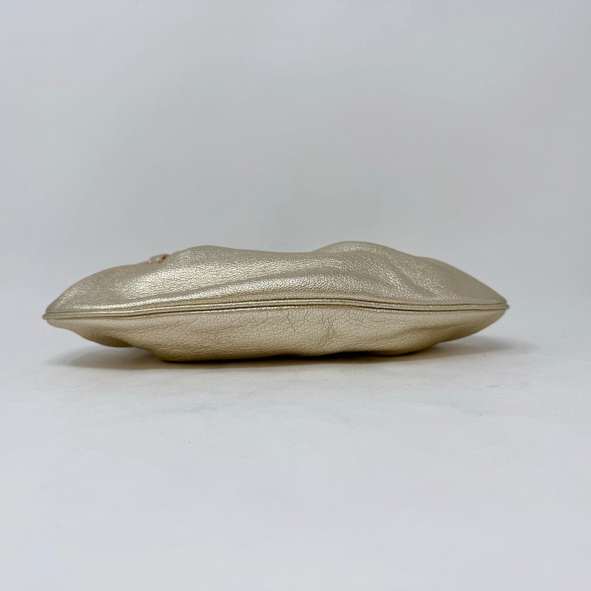 Salvatore Ferragamo Gold Leather Pochette Clutch Bag for Women - Elegant Evening Party & Wedding Accessory