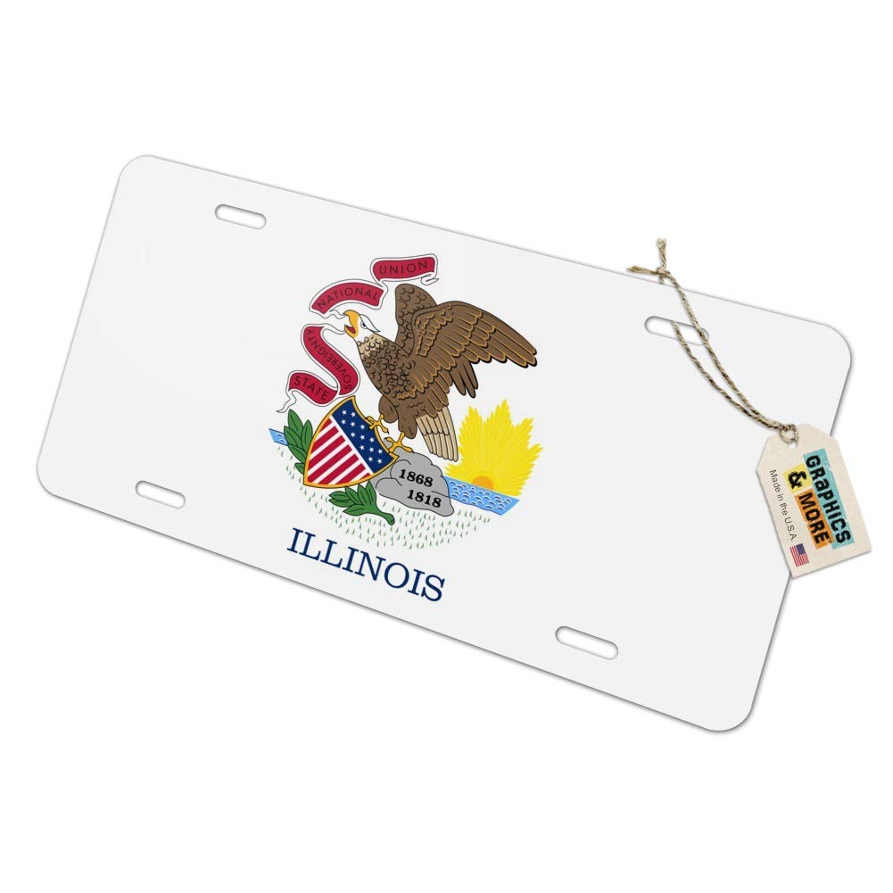 Illinois State Flag Novelty Metal Vanity License Plate - Custom Car Decor, Wall Art & Gift Idea for Illinois Fans