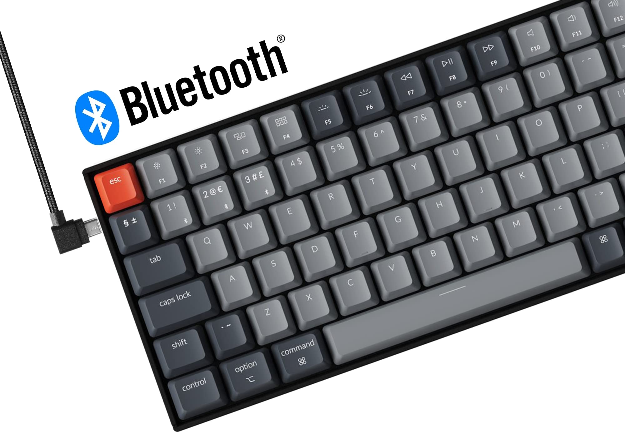 Keychron K4 V2 Wireless Mechanical Keyboard - 96% ISO-UK Layout, 100 Keys, Gateron Red Switches, White LED Backlight, Bluetooth/USB-C for Mac & Windows | Perfect for Gaming, Office Work & Programming