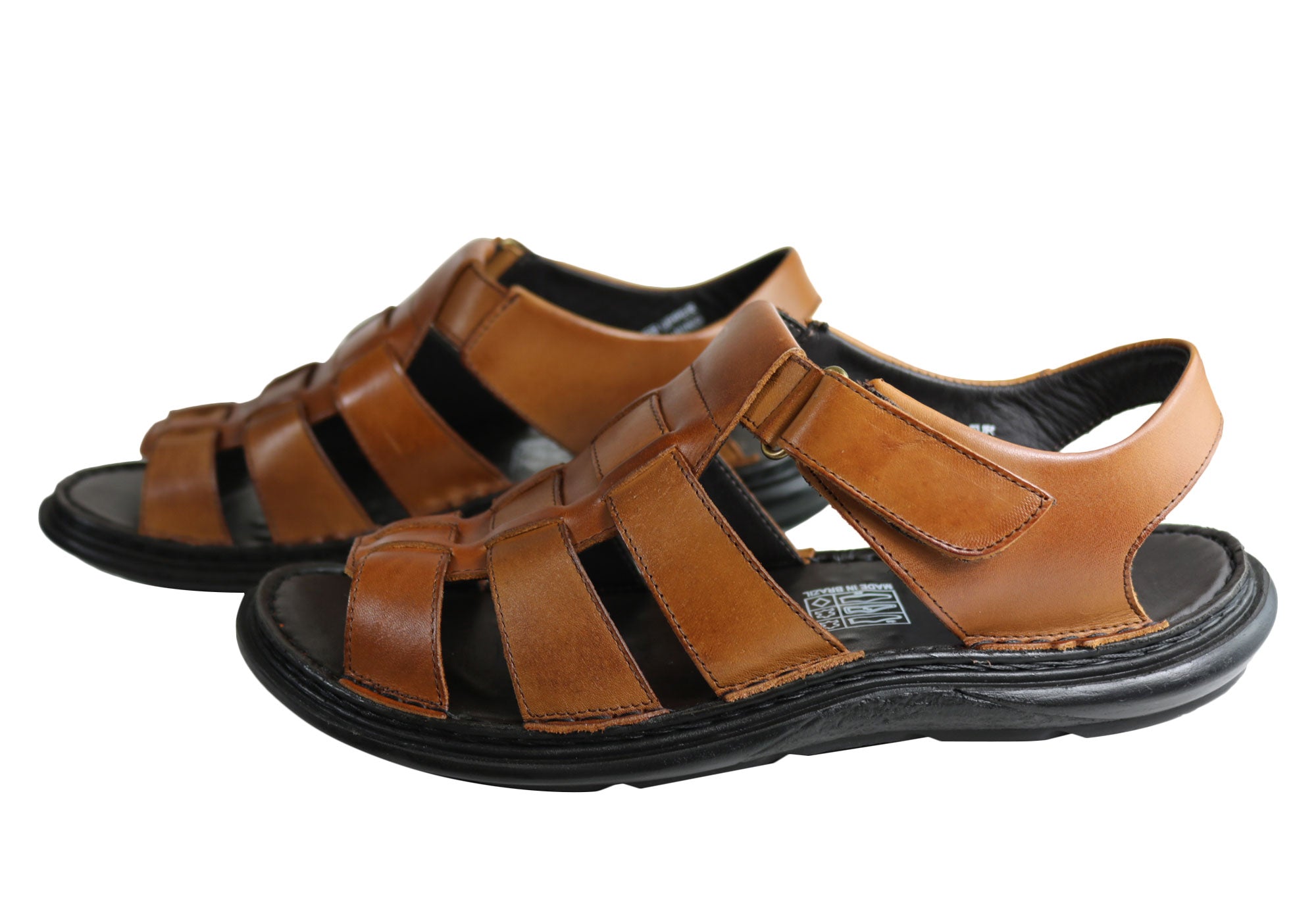 Savelli Kain Men's Leather Comfortable Cushioned Sandals - Handmade in Brazil - Perfect for Beach, Vacation & Summer Outdoor Activities