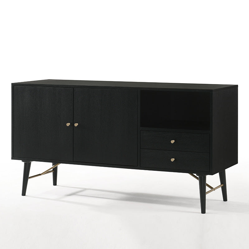 RANIA 160cm Sideboard Buffet Cabinet - Modern Black Ash Wood Storage for Dining Room, Living Room & Entryway - Perfect for Organizing Dishes, Linens & Home Decor