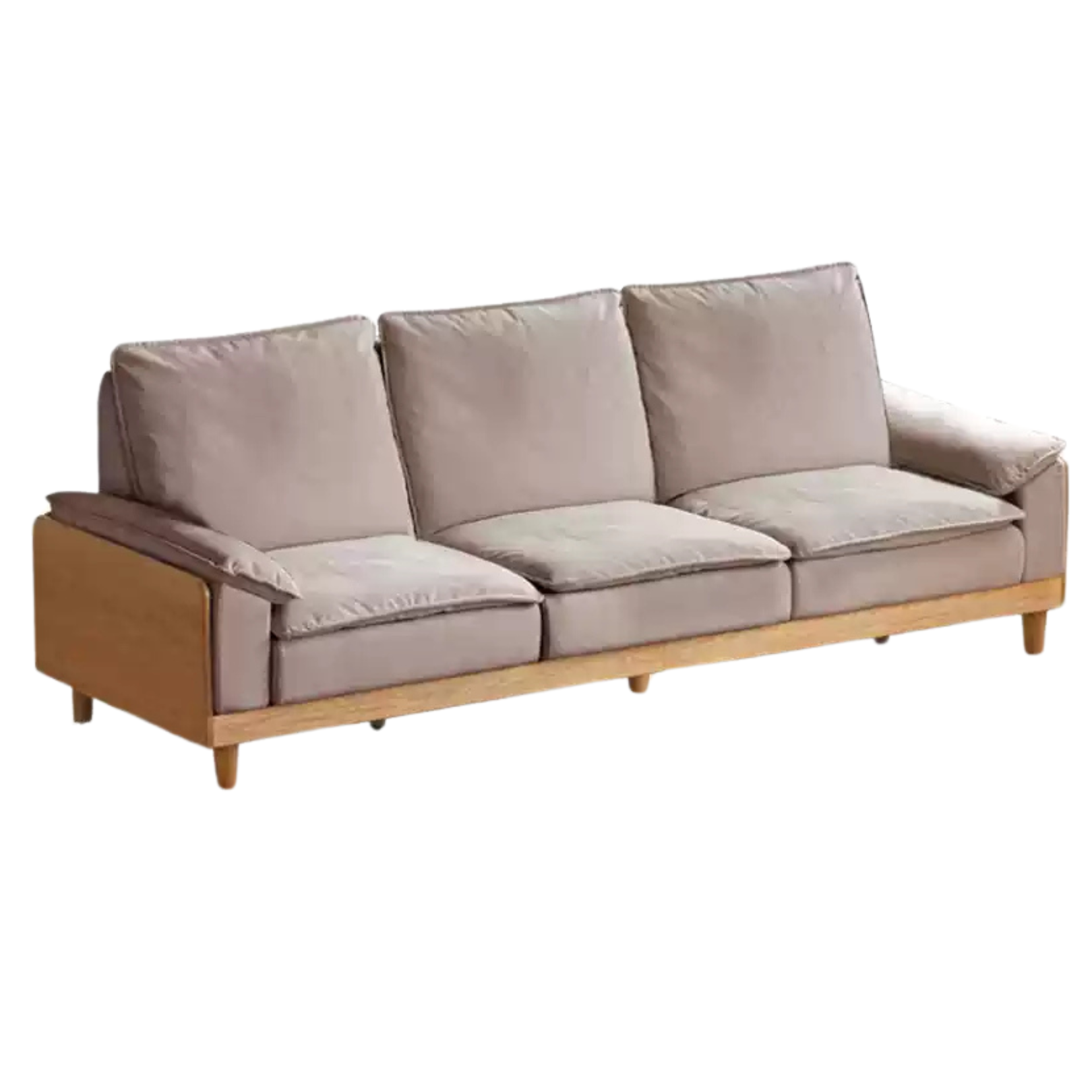 96.8x38.9x37.4 inch / 246x99.7x95cm / Natural wood color / red oak sofa imitation cotton linen smoke chestnut brown