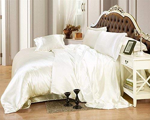Luxury 100% Mulberry Silk Satin Sheets Set - Queen Size, 6-Piece Bedding Set with Deep Pocket Fitted Sheet (24
