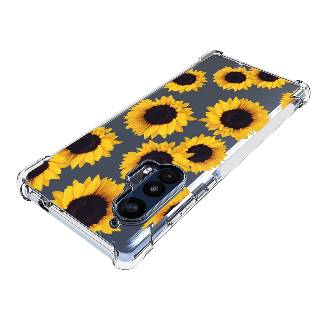 **Clear Shockproof TPU Case for Motorola Edge Plus - Slim Protective Cover for Moto Edge+ (Sunflower Design) | Perfect for Women & Girls, Everyday Use & Travel Protection**