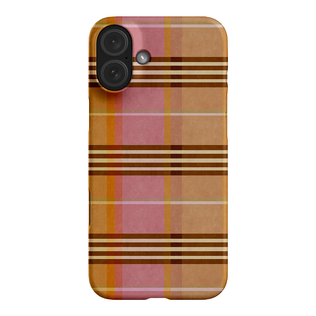 Peachy Plaid Phone Case for iPhone 15/14/13/12/11 Pro Max - Cute Tartan Pattern Protective Cover with Shockproof Design - Perfect for Everyday Use, Travel & Fashion Accessories