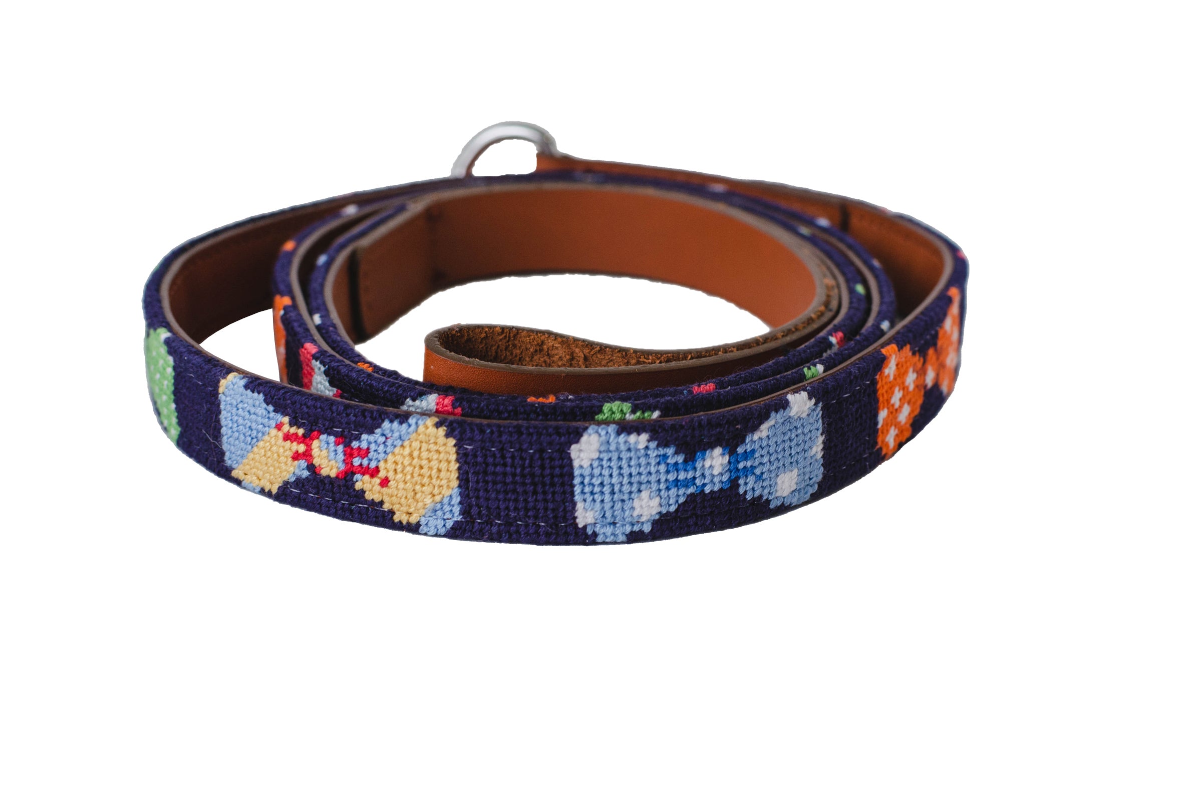 Elegant Bowtie Skinny Needlepoint Dog Leash - Durable & Stylish for Small to Medium Dogs - Perfect for Walks, Training & Fashionable Pet Accessories