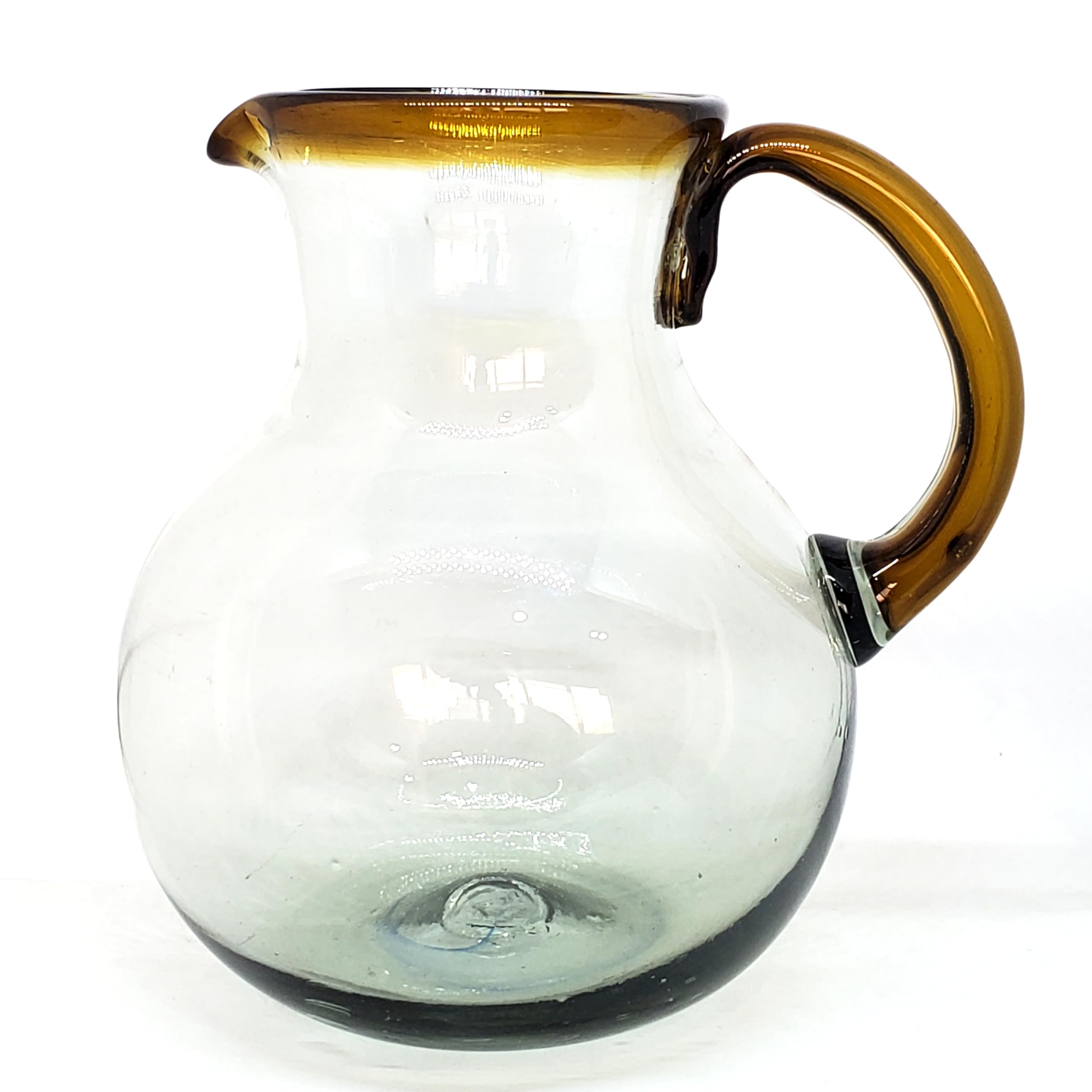 Amber Rim 120 oz Pitcher with 6 Drinking Glasses Set - Eco-Friendly Recycled Glass, Lead-Free & Toxin-Free - Perfect for Iced Tea, Lemonade & Summer Entertaining