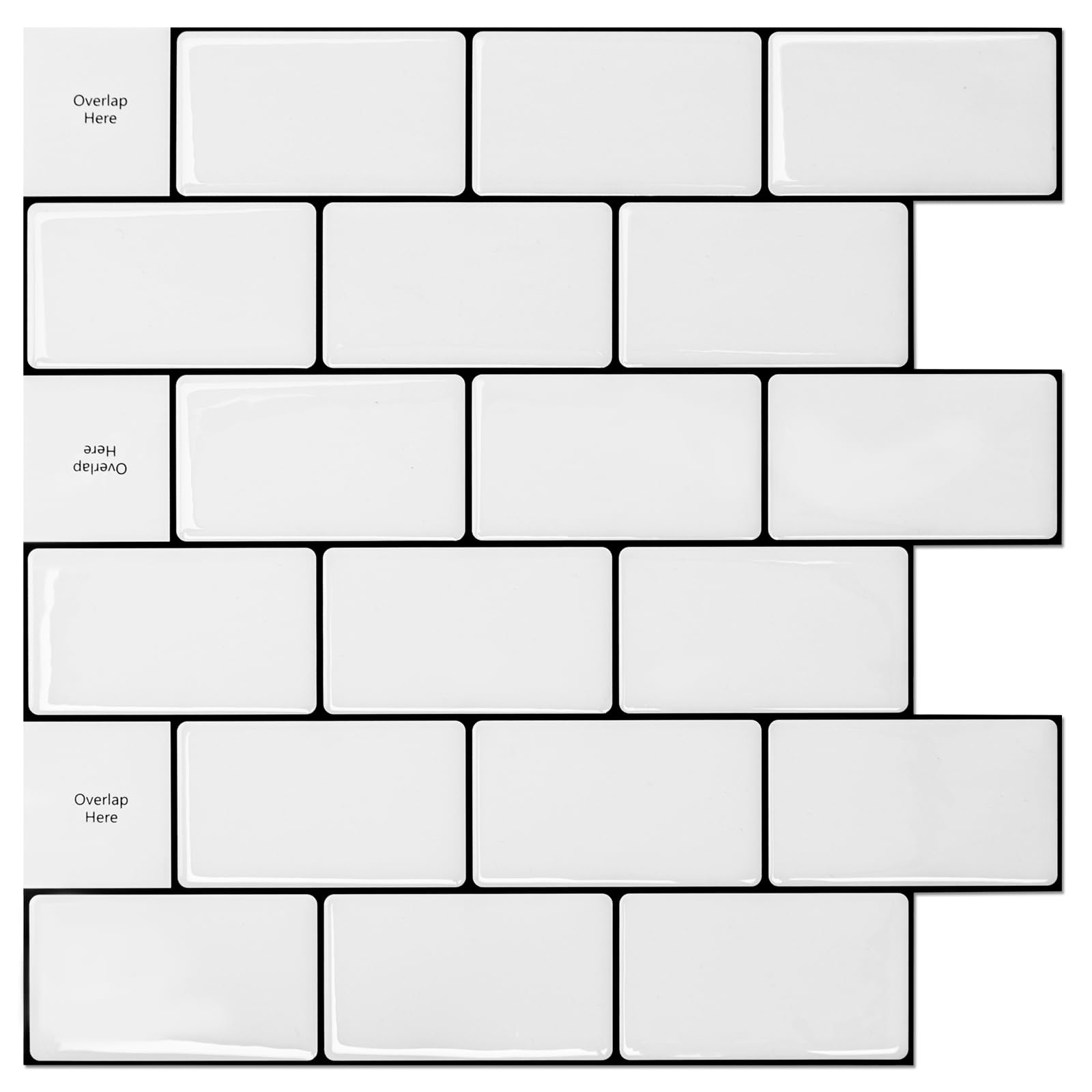 Self-Adhesive Peel and Stick Backsplash Tile for Kitchen - White Subway Tile with Black Grout - Easy DIY Wall Decor for Backsplash, Bathroom, Laundry Room & RV Renovation