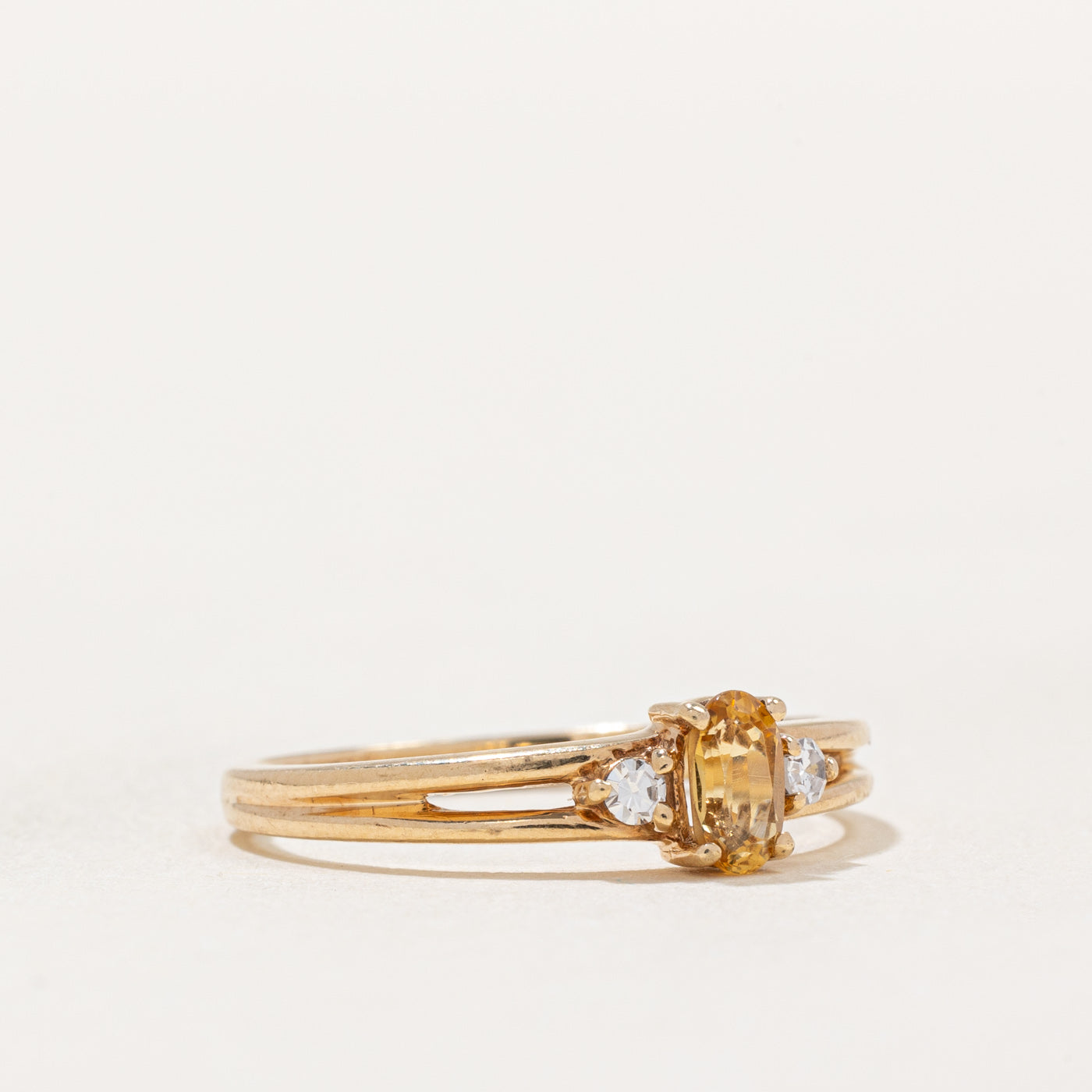 14K Yellow Gold Citrine & Diamond Ring | 0.18ct Natural Citrine & 0.05ctw Diamond | Size 6.5 | Elegant Birthstone Jewelry for Women, Perfect for Anniversary, Birthday & Special Occasion Gifts
