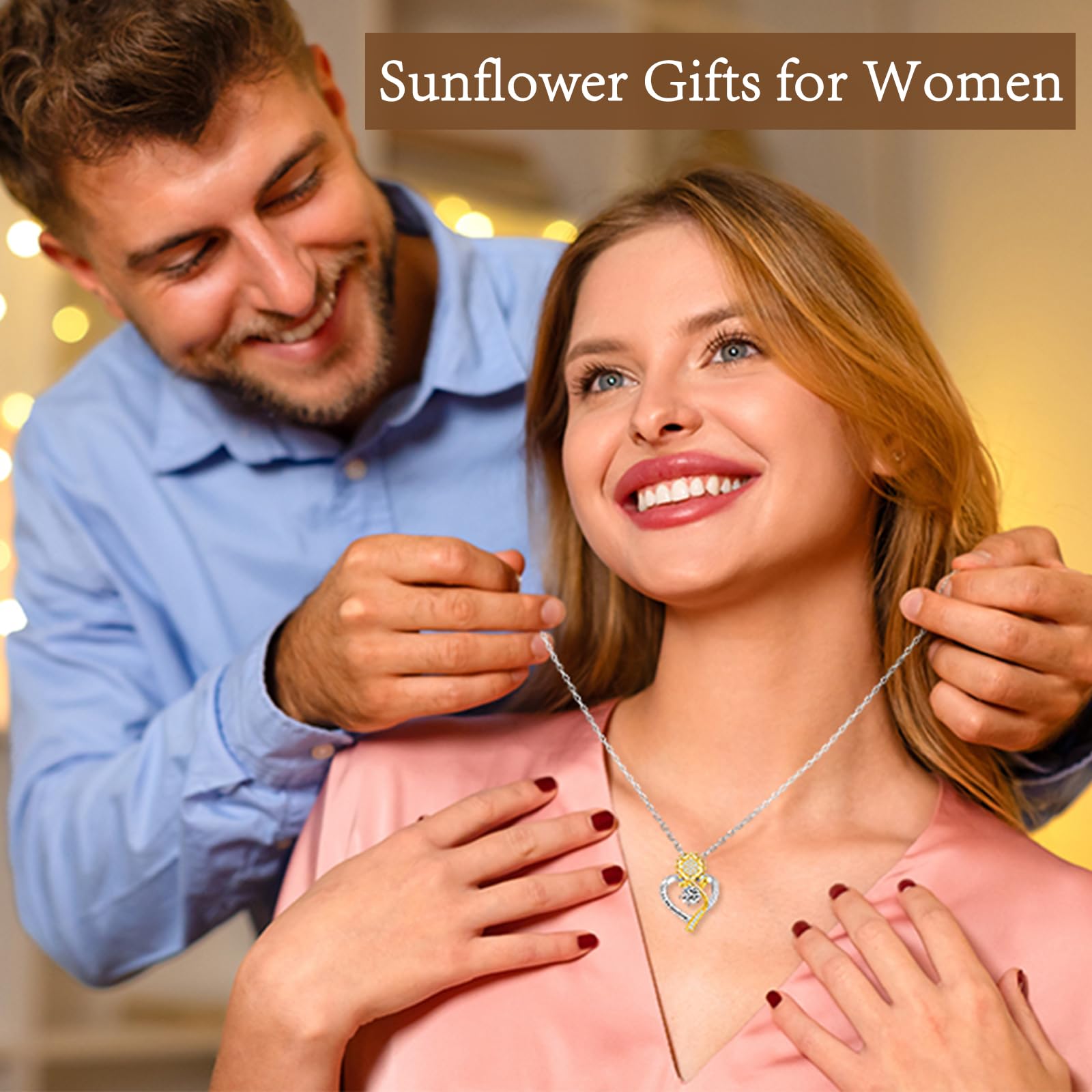 Sunflower Necklace for Women - Elegant Floral Jewelry Gift for Wife, Girlfriend, Her Birthday, Wedding & Anniversary - Perfect for Everyday Wear, Date Nights & Special Occasions
