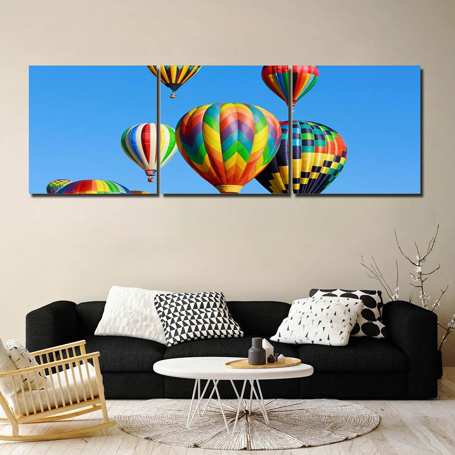 3 Panel Hot Air Balloon Canvas Wall Art - 16