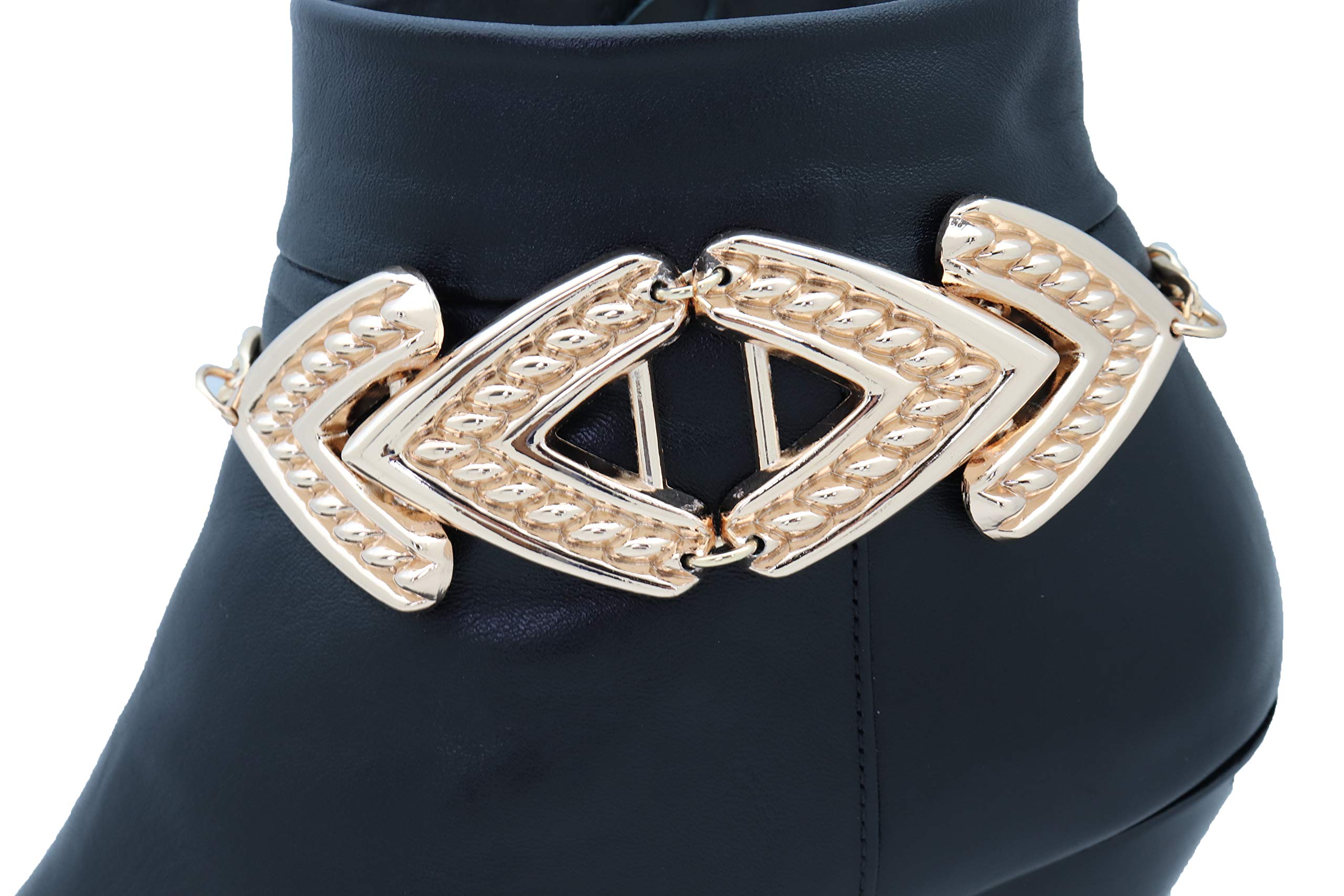 TFJ Women's Western Boot Chain Metal Bling Bracelet - Retro Style Arrow Anklet Strap for High Heels - Gold Color Charm Accessory - Perfect for Cowgirl Outfits, Country Concerts & Western Fashion