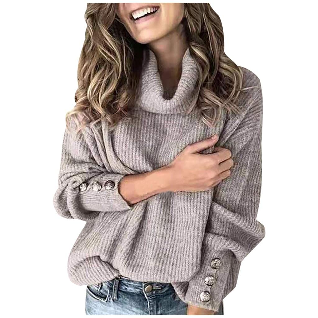 Women's Turtleneck Sweater - Soft Loose Knit Pullover Long Sleeve Winter Jumper for Casual Wear | Cozy Office Outfit & Winter Layering Essential