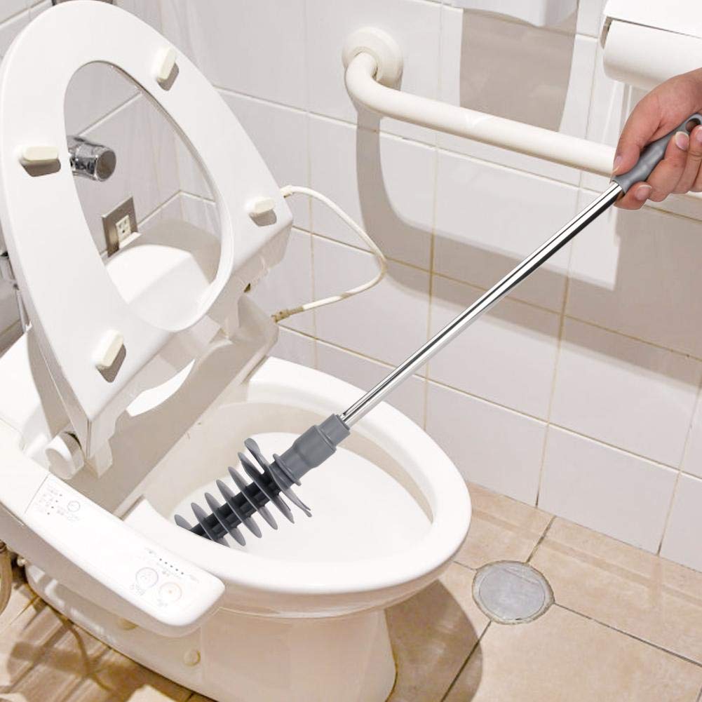 Yosoo Long Handle Toilet Plunger - Heavy Duty Bathroom Clog Remover with Flexible Rubber Head for Stubborn Blockages - Ideal for Toilets, Sinks, and Drain Cleaning