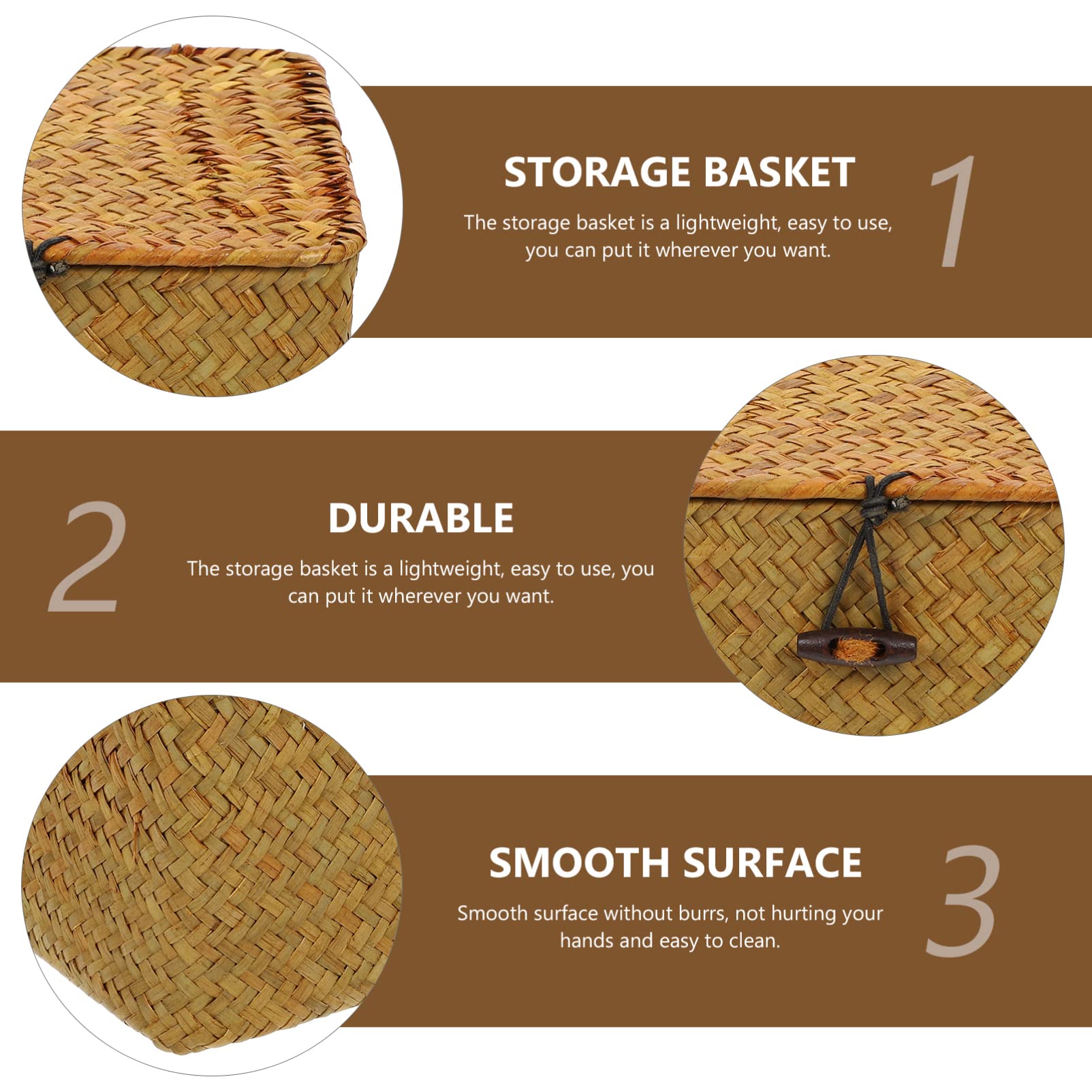 Handwoven Seagrass Storage Basket - Woven Wicker Table Basket for Bread, Toys & Home Organization | Stackable, Eco-Friendly & Child-Safe Storage Container | Perfect for Kitchen, Nursery & Living Room Decor