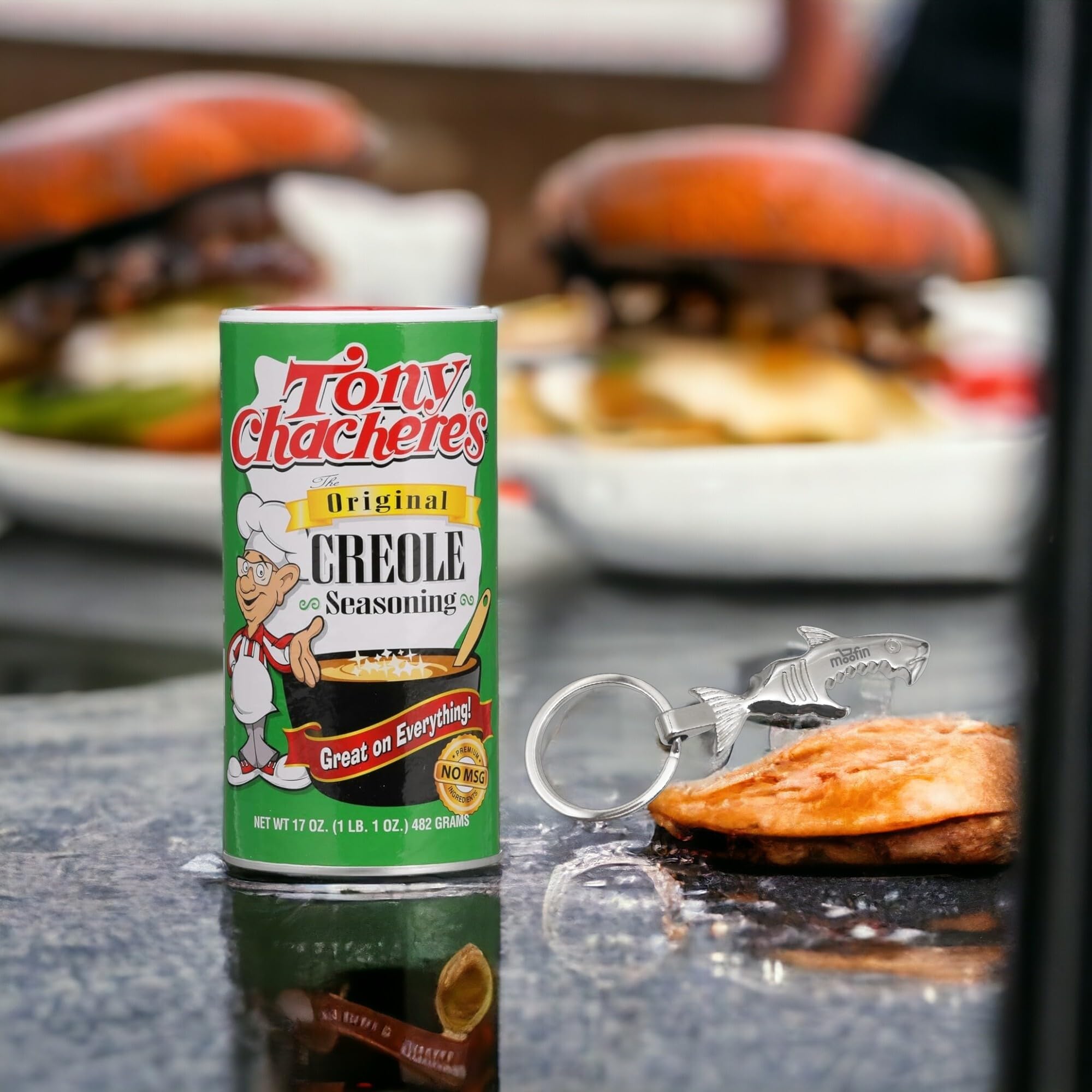Tony Chachere's Original Creole Seasoning, 17 Oz (Pack of 3) – Authentic Creole Spice Blend with Free Silver Bottle Opener Keychain | Perfect for Gumbo, Jambalaya, Grilling & Everyday Cooking | All-Purpose Cajun Seasoning for Meat, Seafood & Vegetables