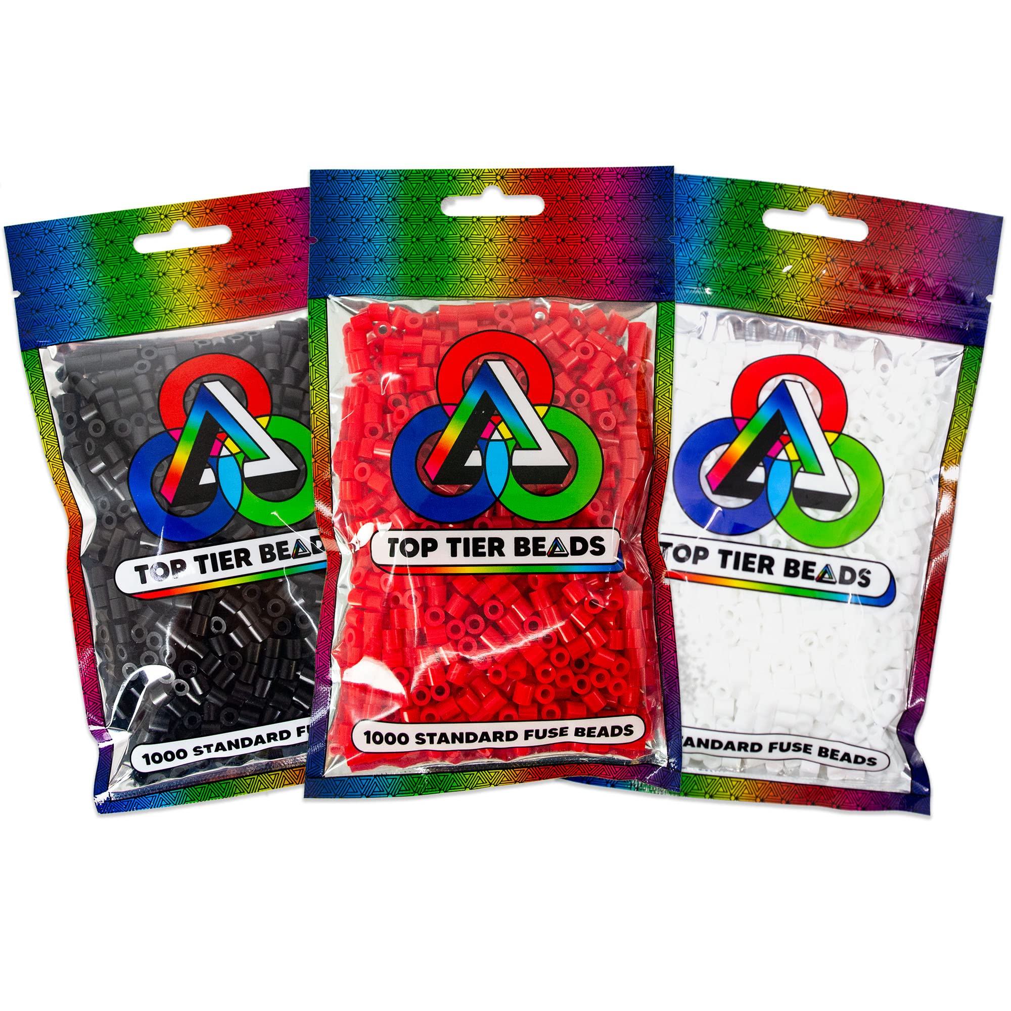Premium 5mm Fuse Beads Set - 3 Pack (Black, Red, White) for DIY Crafts, Jewelry Making & Kids Art Projects | High Quality Perler Beads for Creative Designs & Educational Activities