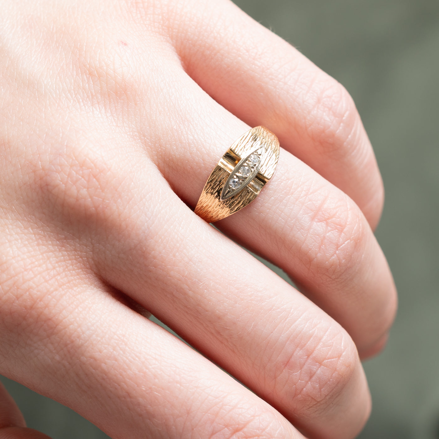 Three Stone Diamond Textured Tapered Ring | 0.06ctw | Size 5.25 | Elegant Wedding Band, Anniversary Gift for Her, Promise Ring for Women | Perfect for Engagement, Valentine's Day & Special Occasions