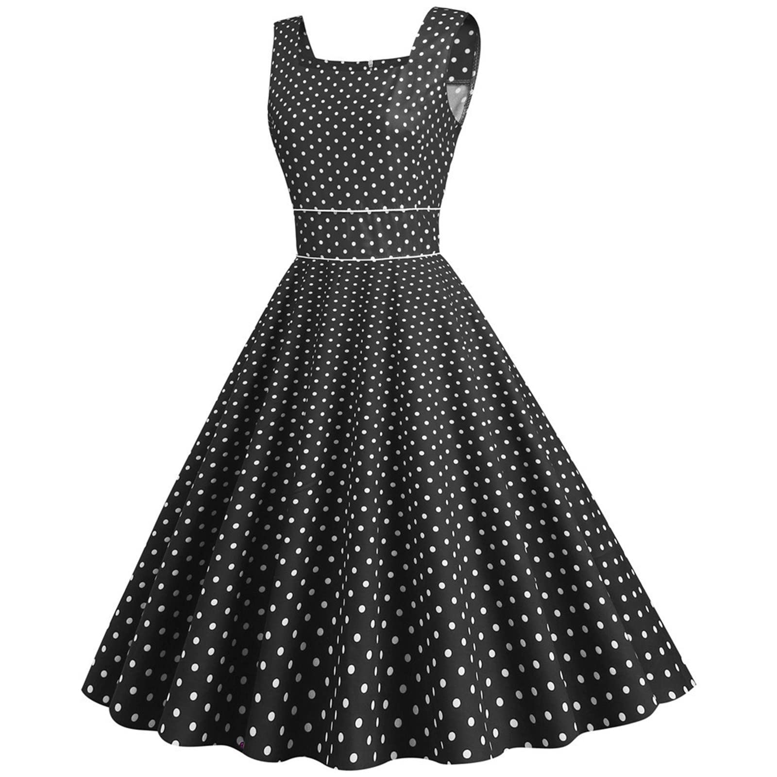 Vintage 1950s Retro Swing Dress for Women - Sleeveless Cocktail Party & Wedding Guest Dress - Elegant Short A-Line Dress for Dances, Date Nights & Special Occasions
