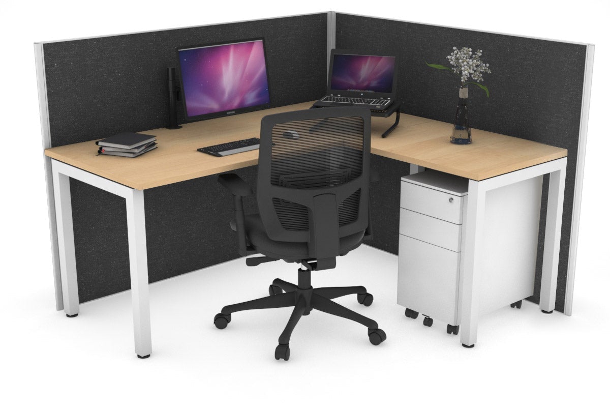 Horizon Quadro Square Legs L-Shaped Corner Office Desk - 1800mm x 1450mm, Modern Workstation for Home & Office, Perfect for Small Spaces & Multi-Monitor Setup