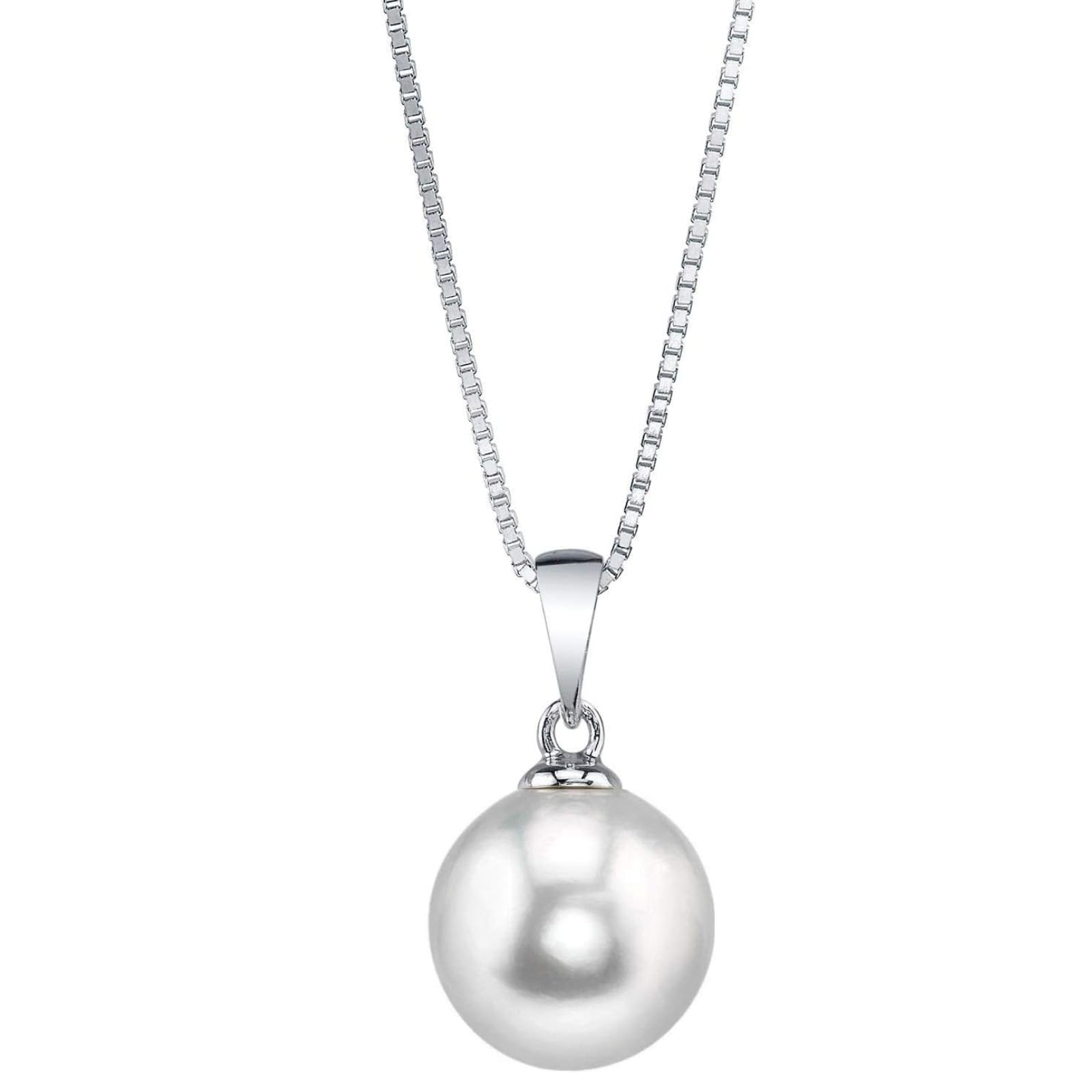 The Pearl Source White Freshwater Pearl Pendant Necklace for Women - 925 Sterling Silver Chain, Cultured Pearl Jewelry | Elegant Anniversary Gift for Her, Perfect for Weddings, Date Nights & Special Occasions
