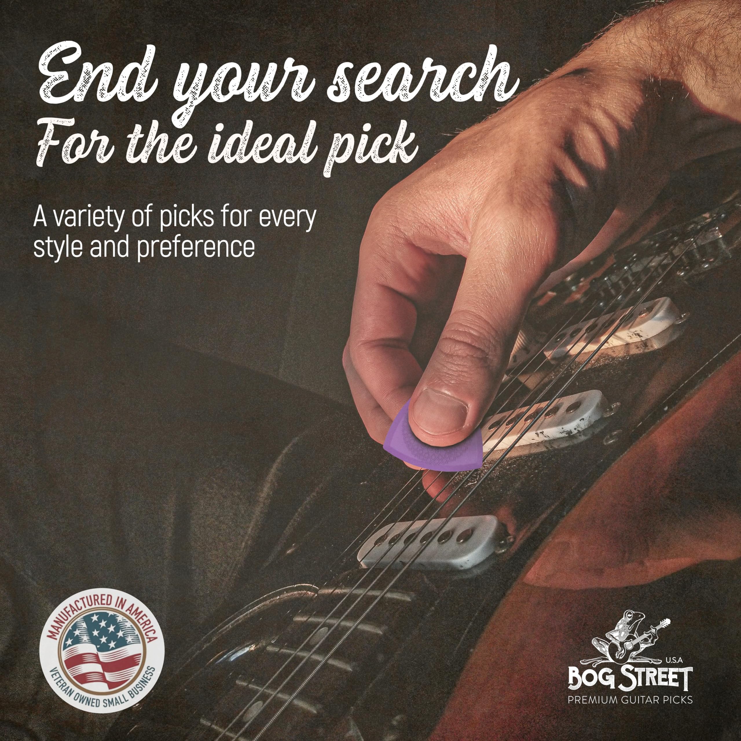 Bog Street Textured AXE Series Ergonomic Guitar Picks - Thin & Thick Pack of 6 (CUT, BLADE, BATTLE AXE) | Non-Slip Grip | Made in USA | Perfect for Rock, Metal & Acoustic Guitar Playing