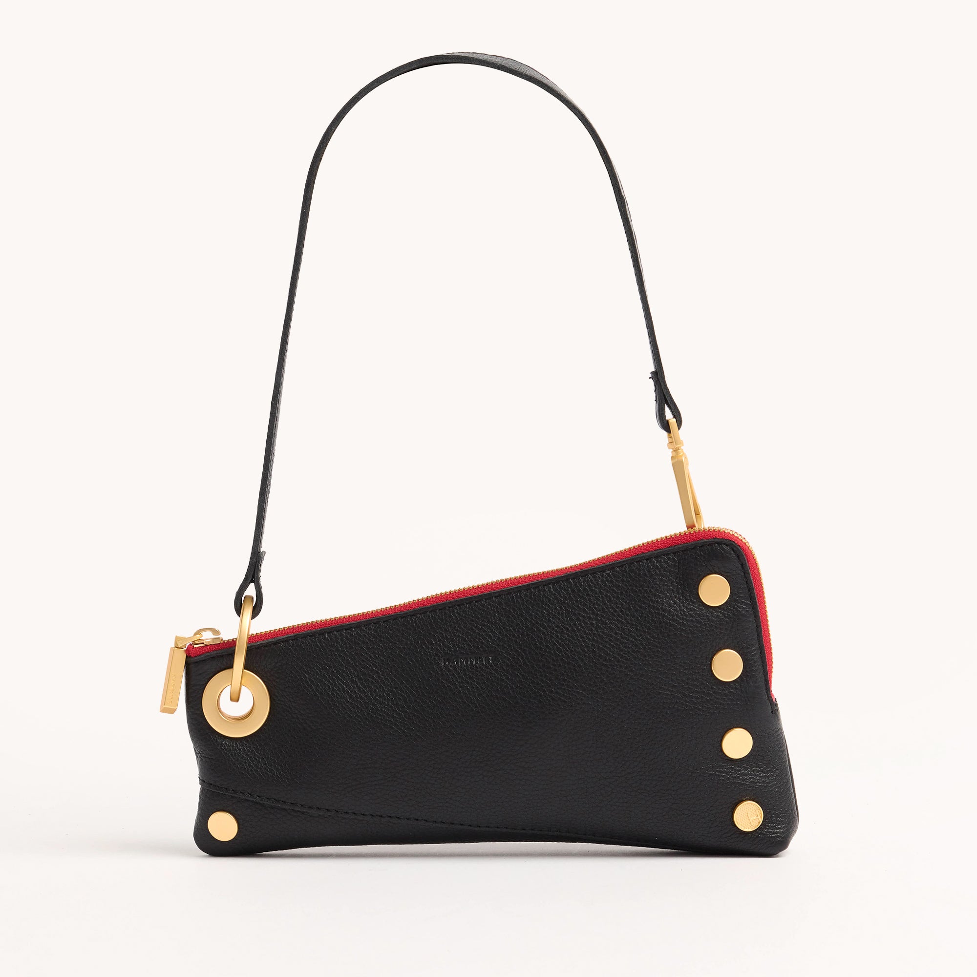 Nash Pochette Handbag - Black with Brushed Gold Red Zip Closure | Stylish Crossbody Bag for Women, Perfect for Parties, Dates & Everyday Use